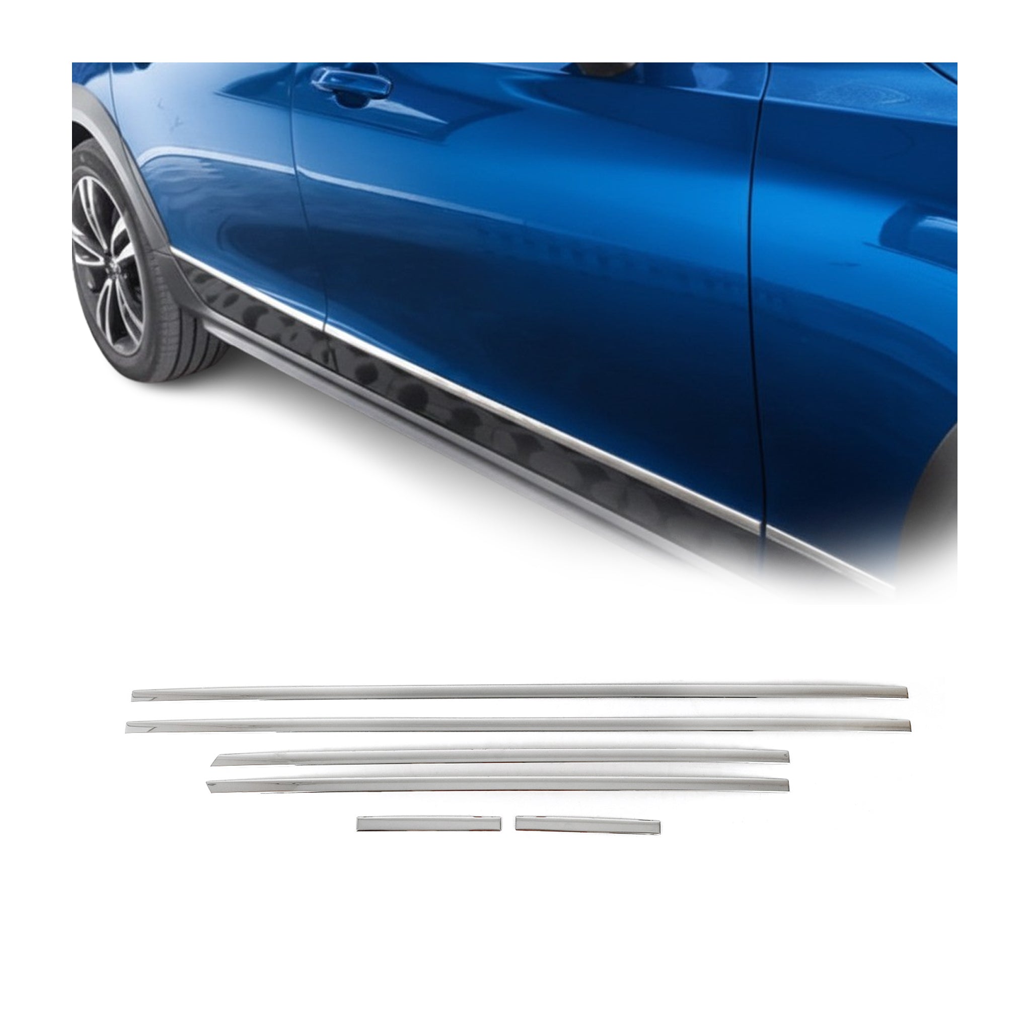 2018-2021 Volvo V90 Side Door Molding Trim Skirt Garnish Stainless Steel Silver 6 Pcs