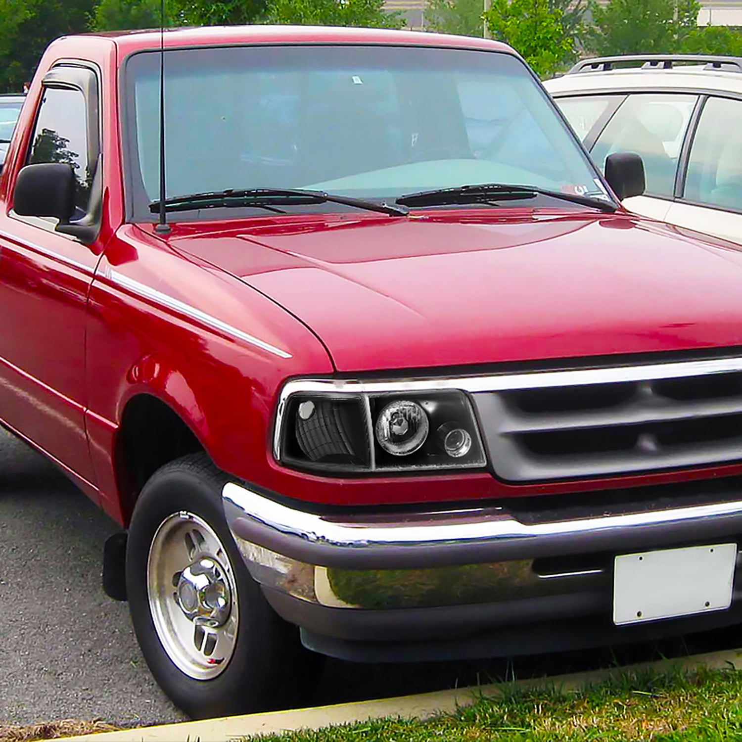 1993-1997 Ford Ranger Headlights Integrated H3 Projector Fog Light Black