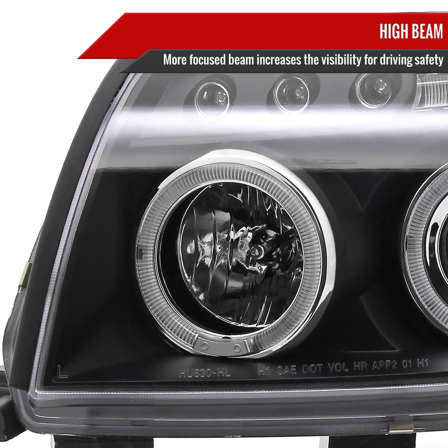 2003-2005 Toyota 4Runner Dual Halo Projector Headlights Matte Black/Clear Lens