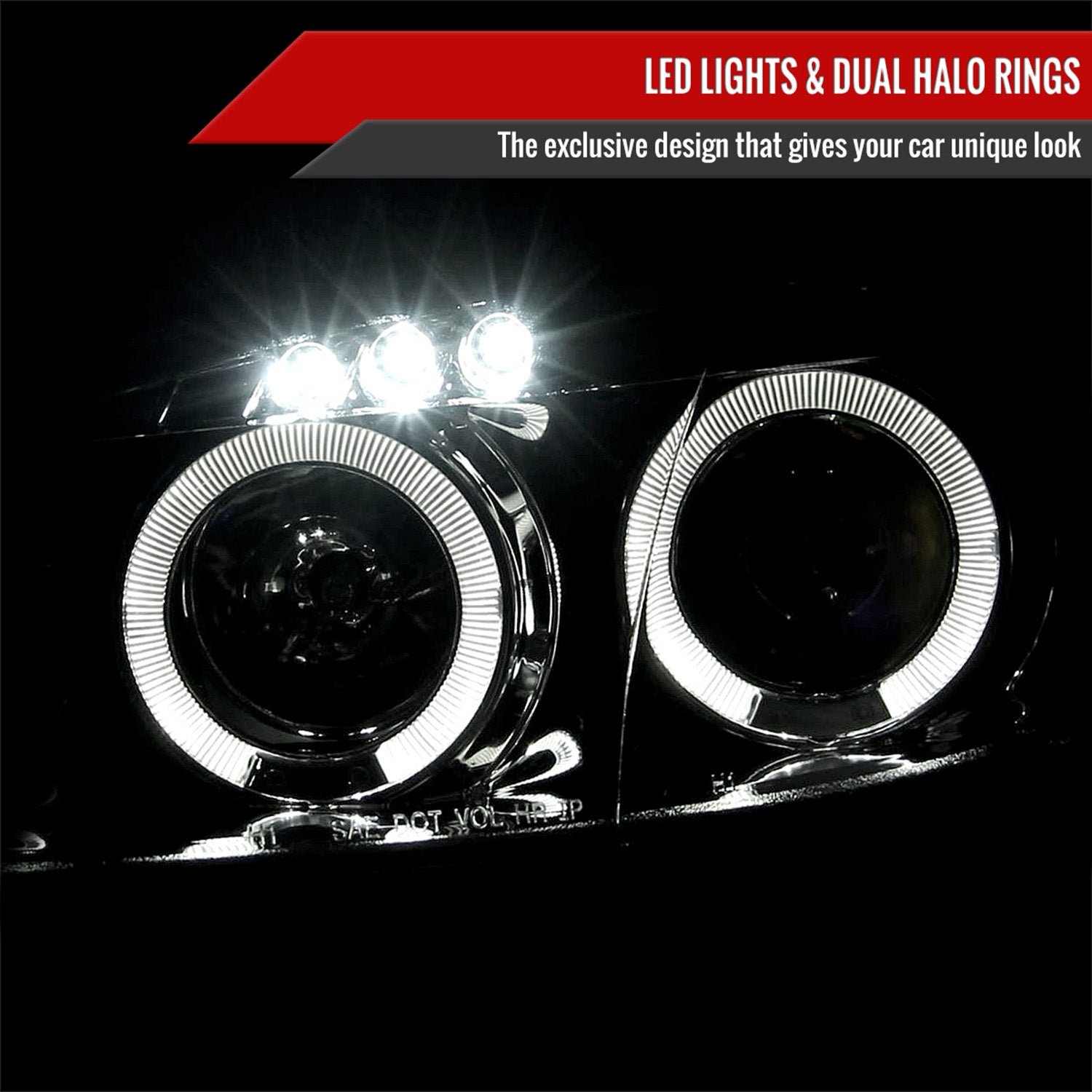 2001-2005 Mazda Miata MX-5 Dual Halo Projector Headlights Chrome/Clear Lens