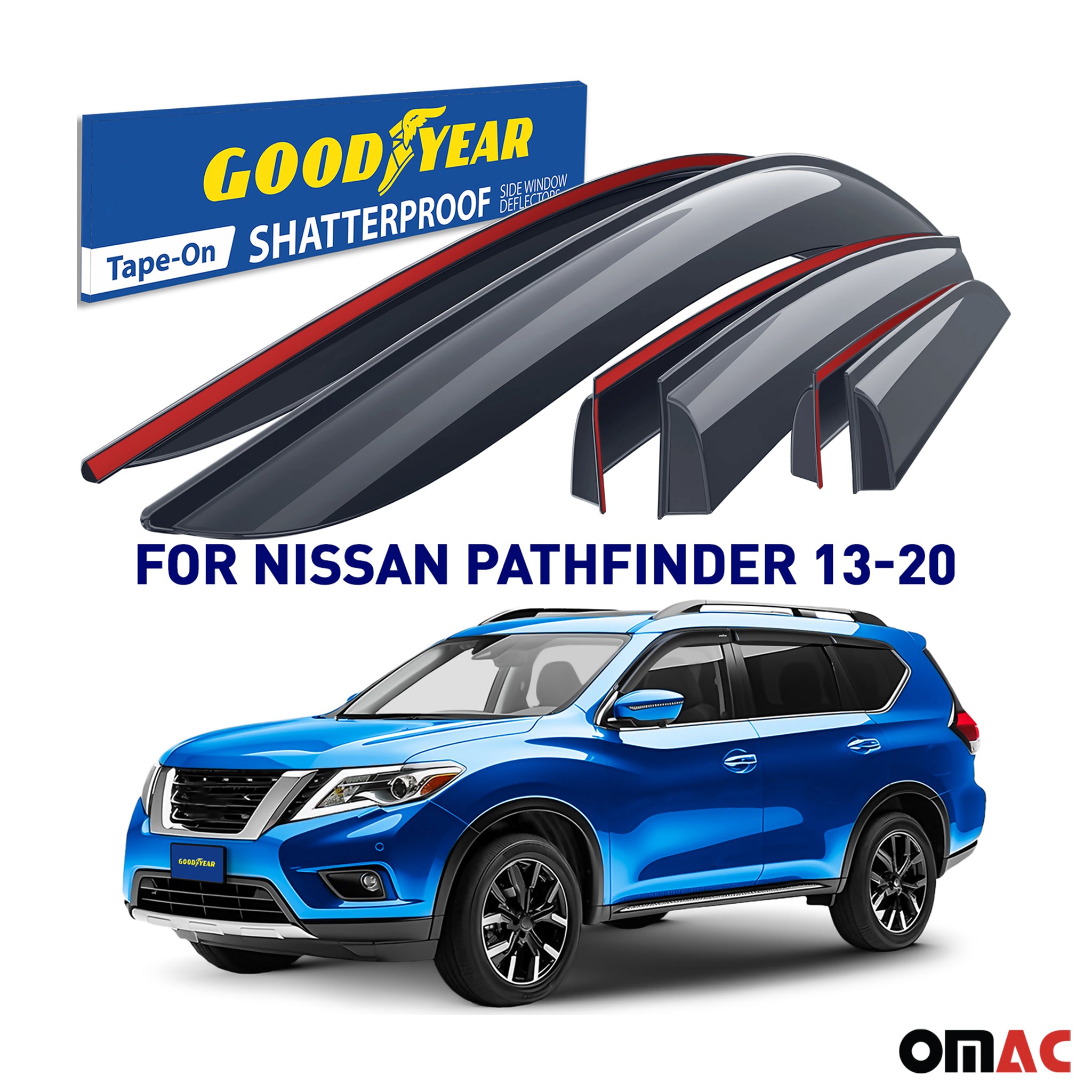 Goodyear Wind Deflectors for Nissan Pathfinder 2013-2020 Shatterproof Smoke 6x