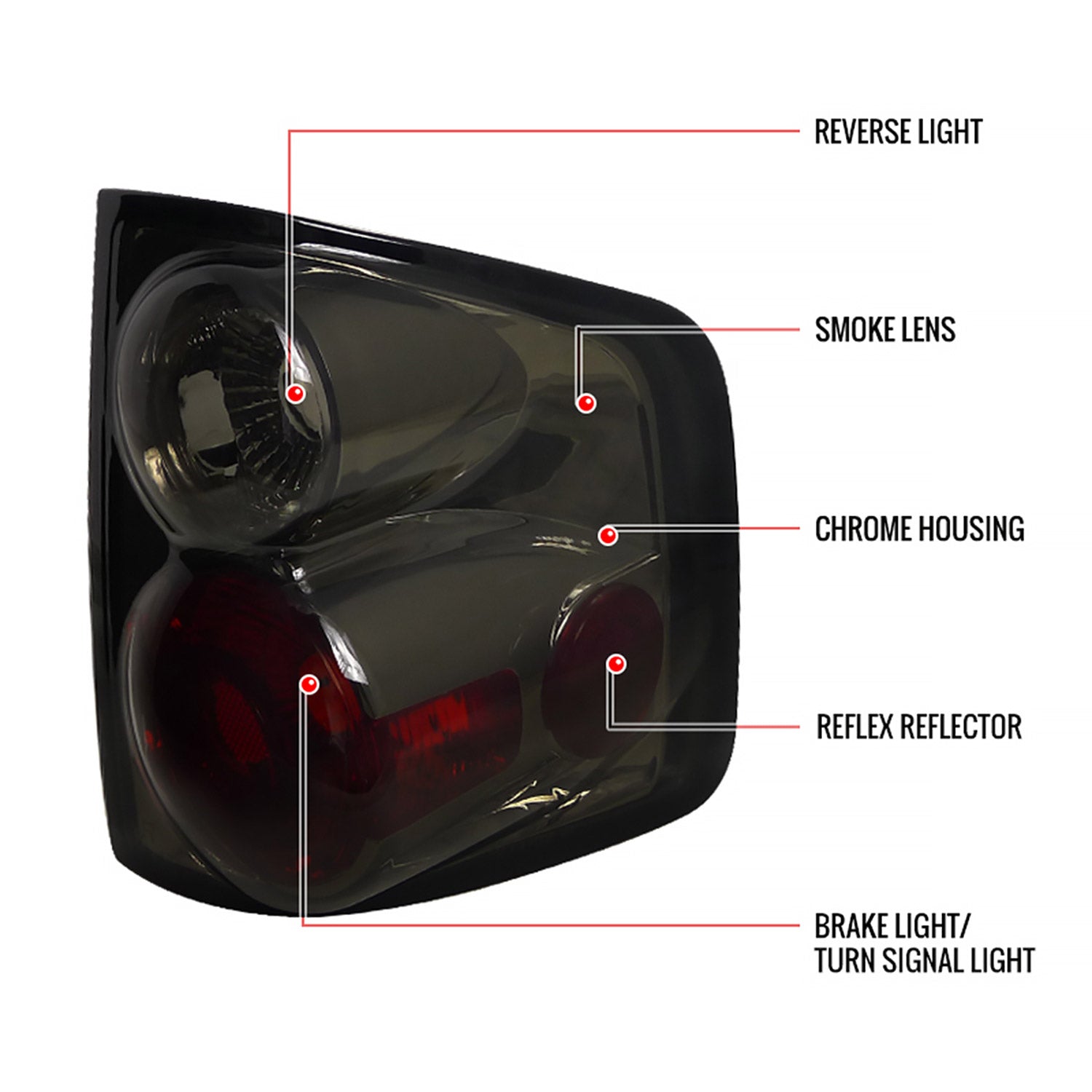 1994-2004 Chevy S10/ GMC Sonoma/ Isuzu Hombre Tail Lights Chrome/Smoke Lens