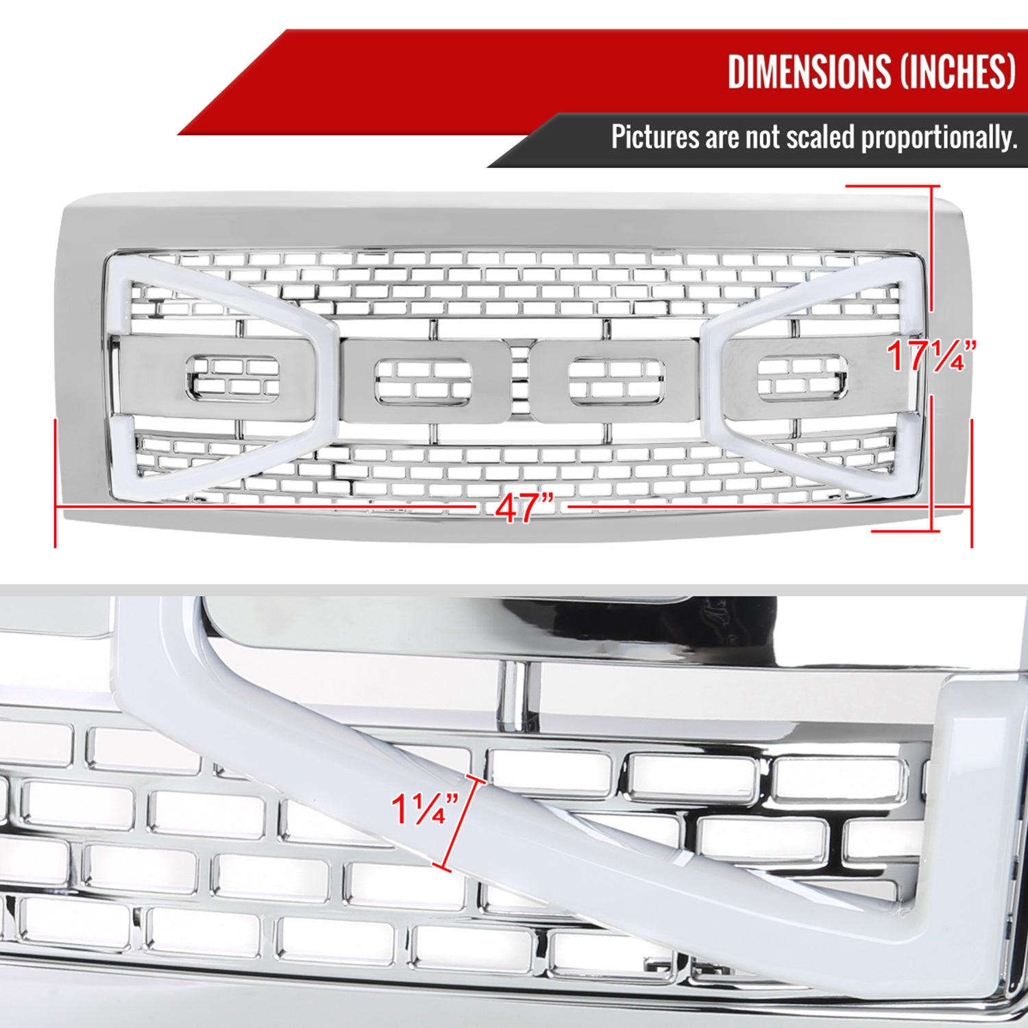 2009-2014 Ford F-150 Chrome Raptor Style Mesh Grille with LED Light Bar