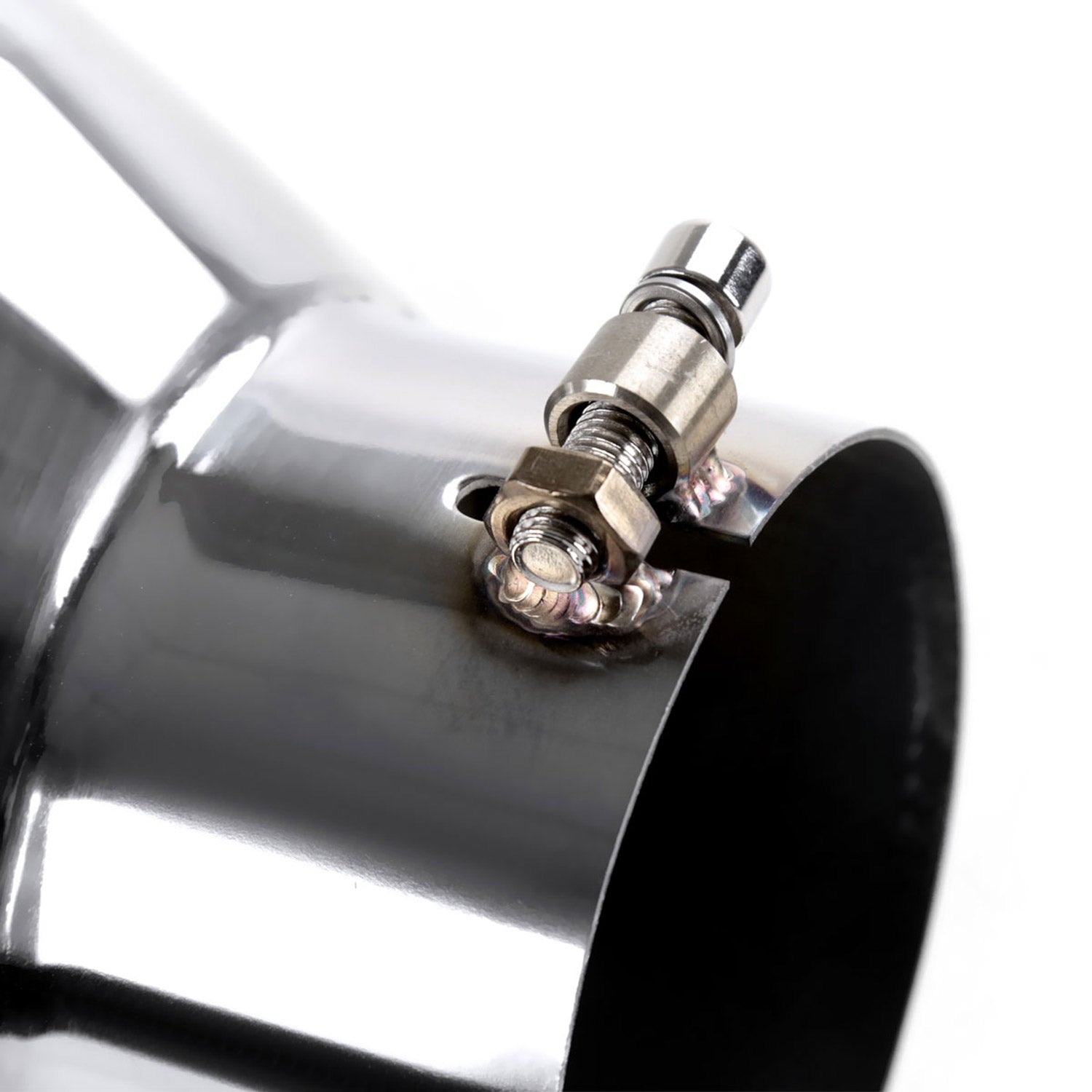 Universal 5" Inlet/8" Outlet Chrome Stainless Steel Bolt-On Angled Exhaust Tip