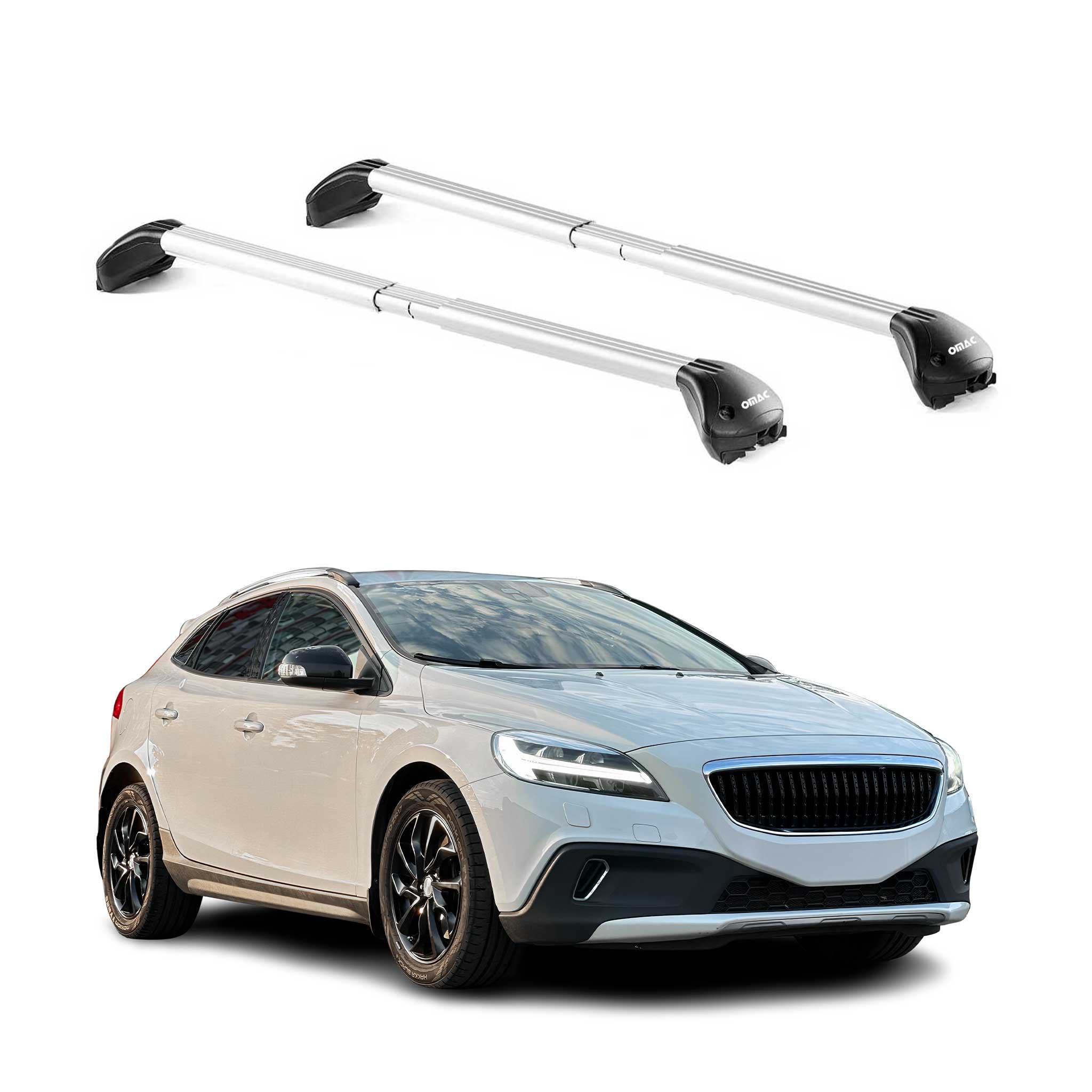 Roof Rack Cross Bars Luggage Carrier for Volvo V40 2013-2019 Alu Silver 2Pcs