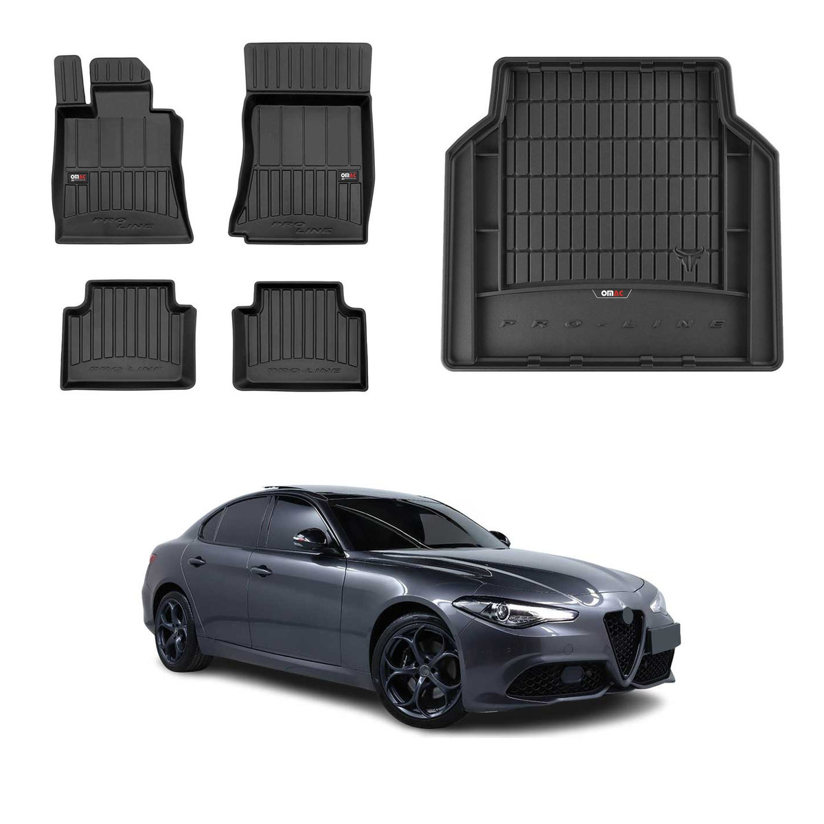 Floor Mats & Cargo Liners for Alfa Romeo Giulia w/o side storage 2017-2026 RWD