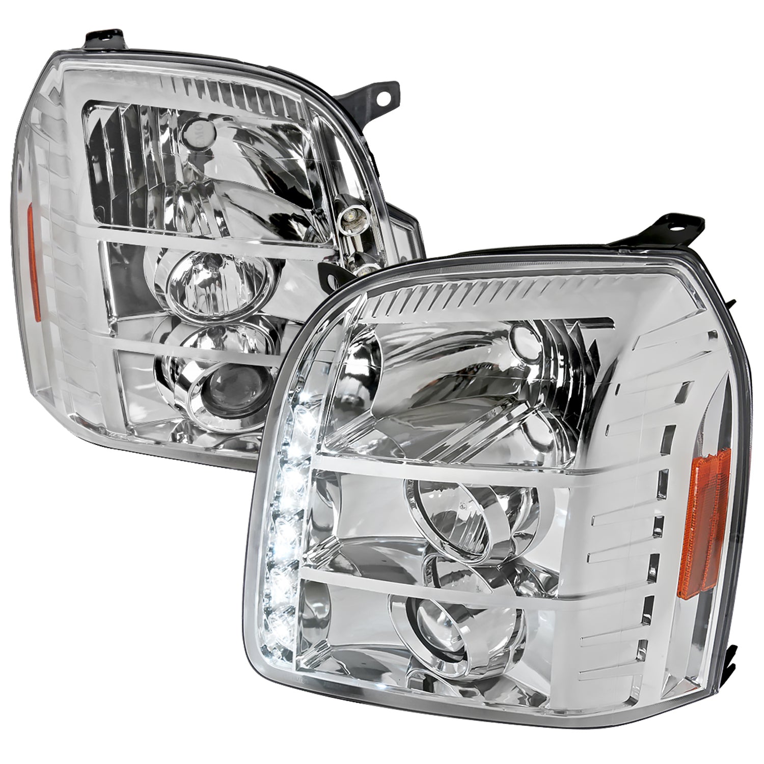 2007-2014 GMC Yukon/Yukon XL 1500/2500 Projector Headlights Chrome/Clear Lens
