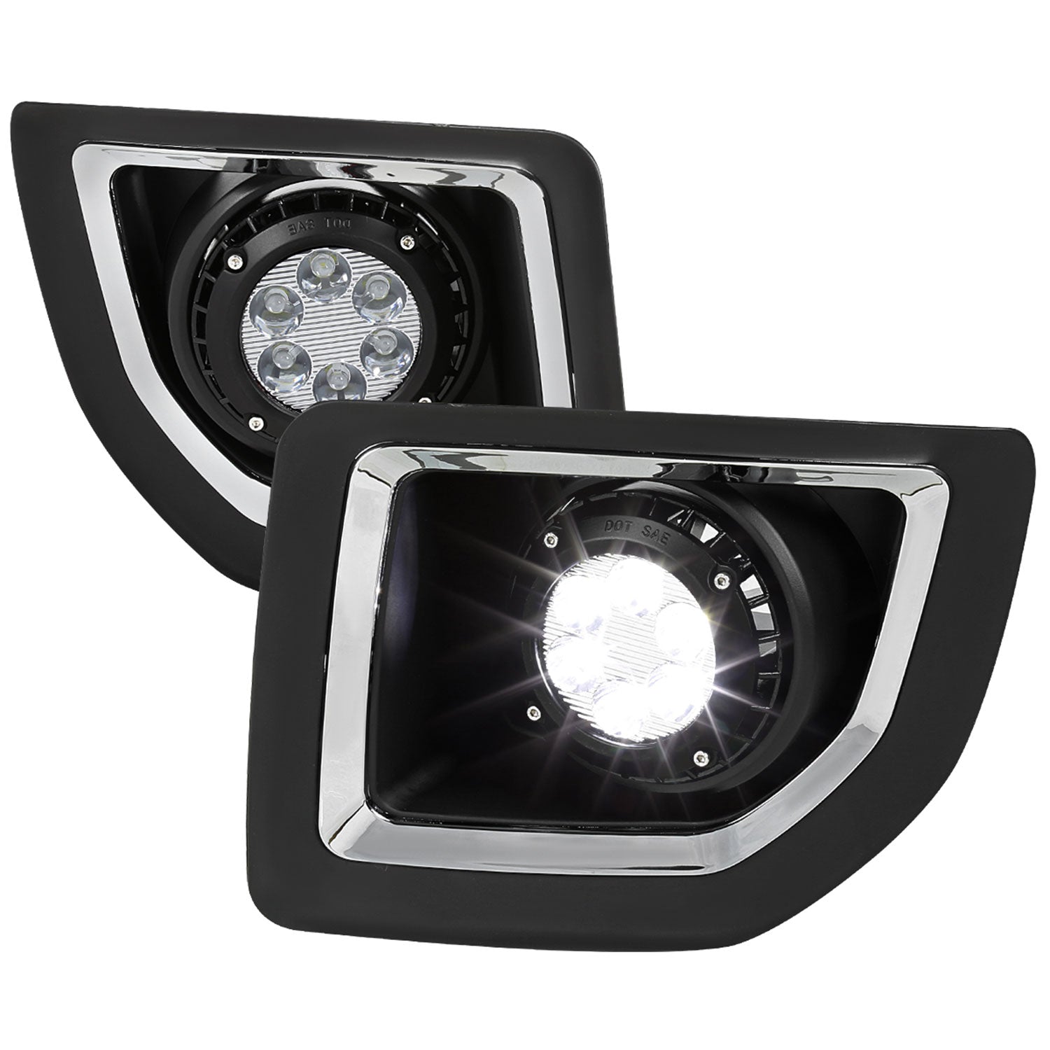 2015-2018 GMC Sierra 2500HD/3500HD 6-LED Fog Lights Kit Chrome/Clear Lens
