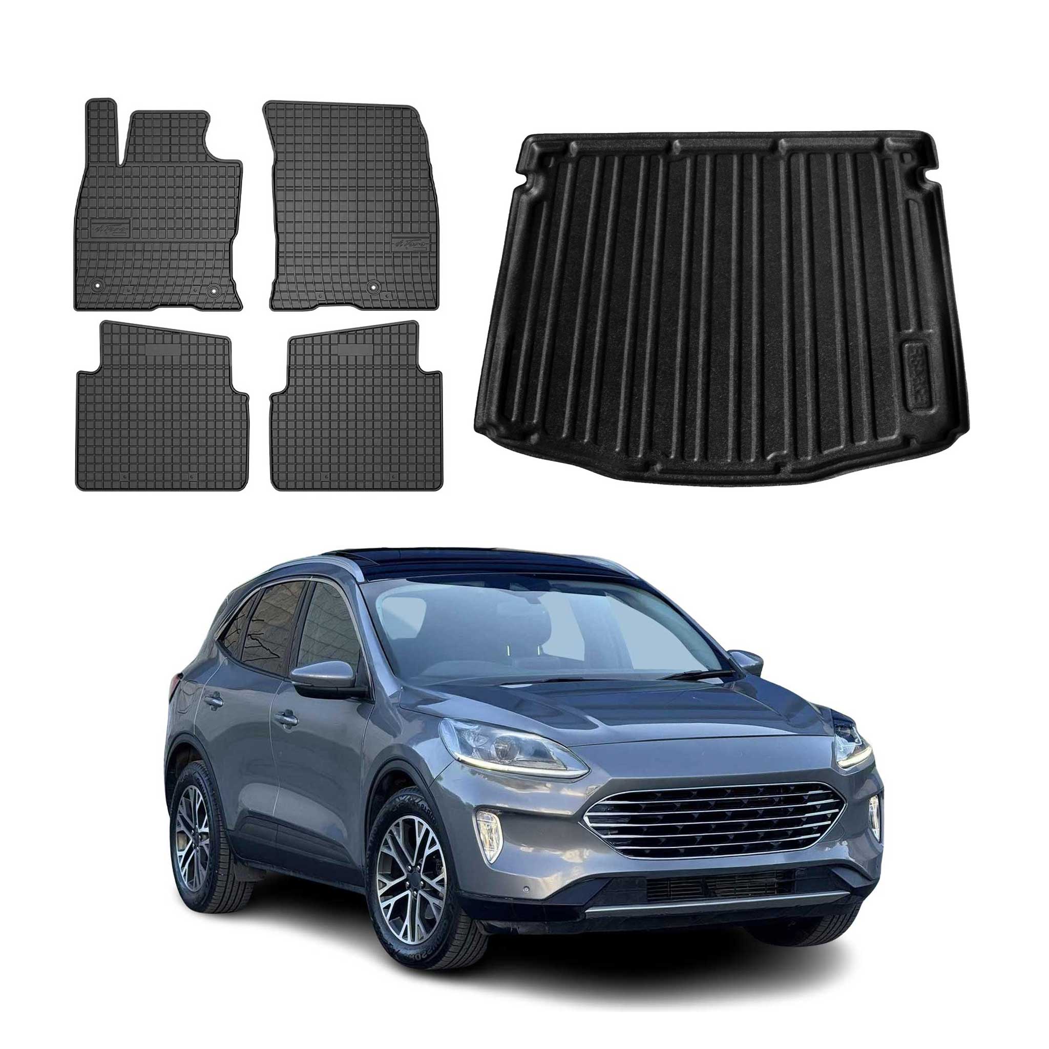 2020-2026 Ford Escape 4.gen Hybrid PHEV Floor Mats & Cargo Liner Full Set All Weather Black