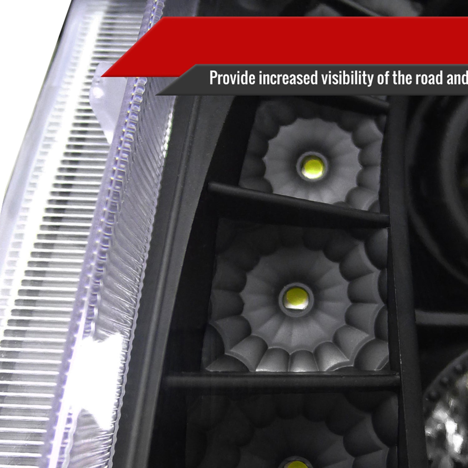 2008-2014 Cadillac CTS Projector Headlights w/LED Light Strip Matt Black/Clear