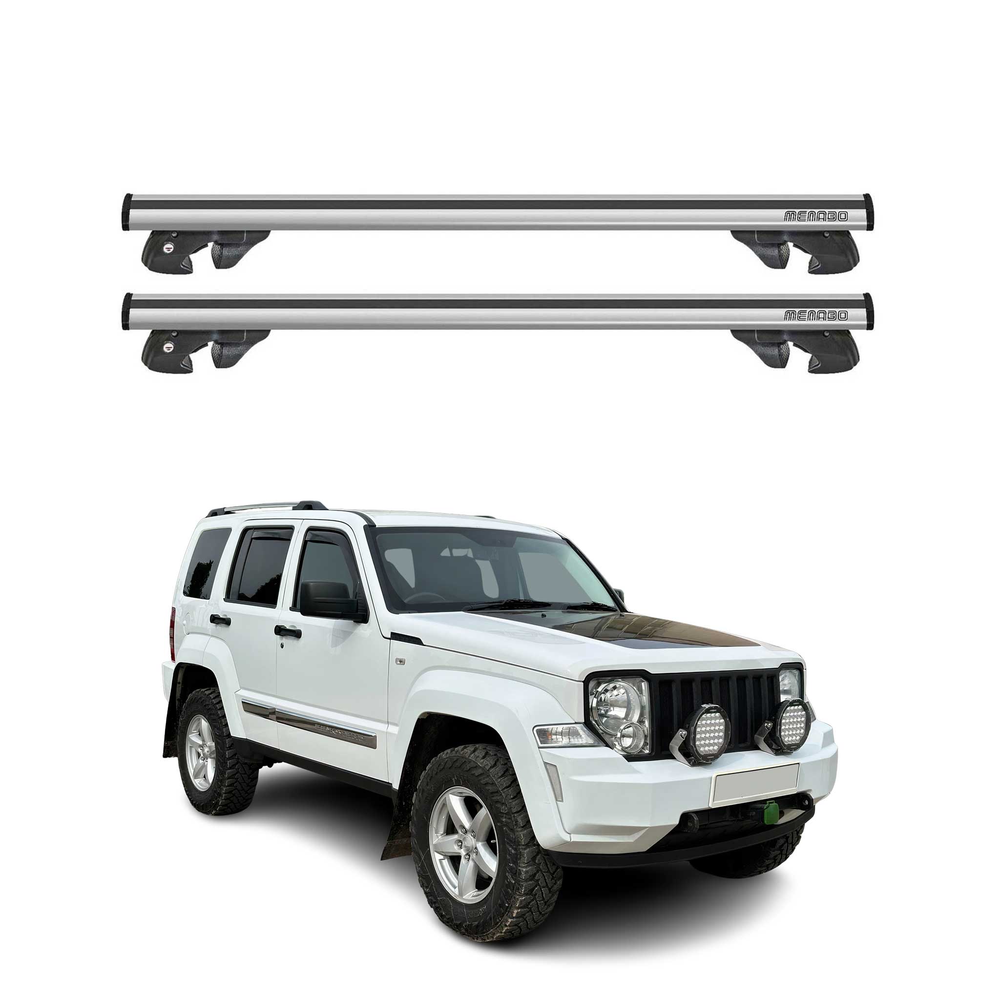 2008-2012 Jeep Liberty Roof Rack Cross Bars Silver