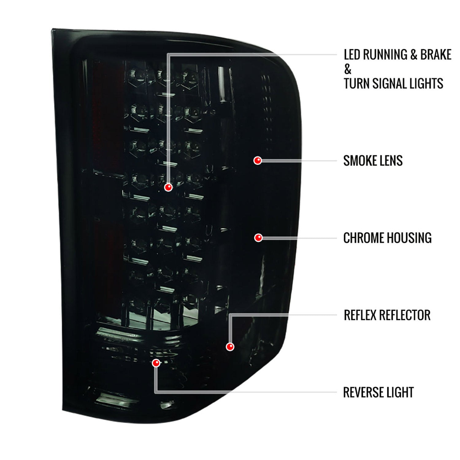 2007-2014 Chevy Silverado LED Tail Lights - OZ Chrome Housing/Smoke Lens