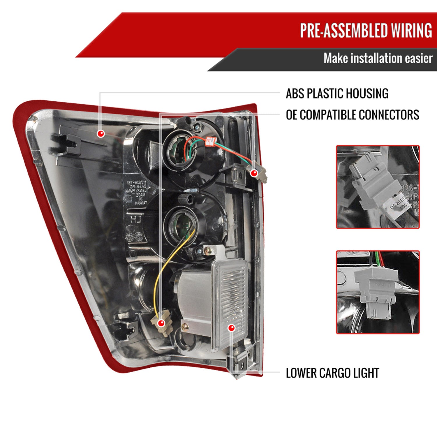 2004-2015 Nissan Titan LED Tail Lights Chrome Housing/Red Clear Lens