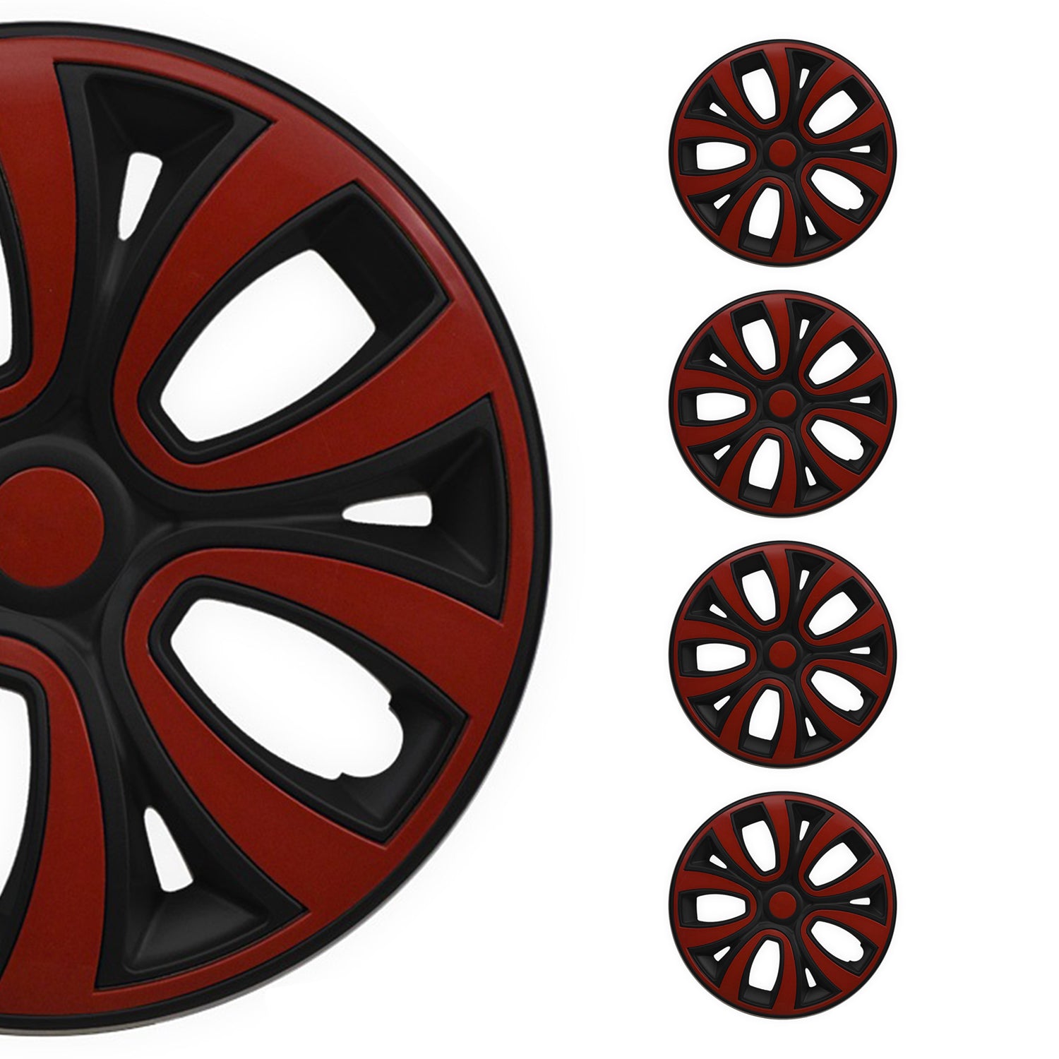 ColorFlex Hub Caps Wheel Cover 14" Black & Red Full Set 4 pcs.
