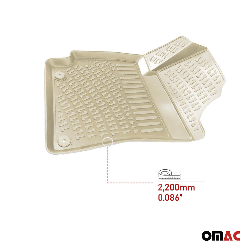 2016-2021 Honda Civic Floor Mats Liners Full Set All Weather Beige