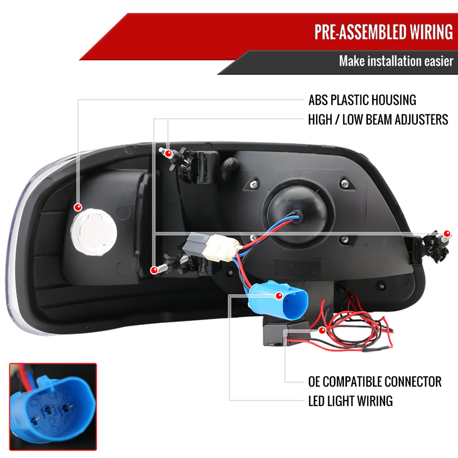 1997-2004 Ford F-150 / 1997-2002 Expedition Projector Headlights SMD LED Chrome