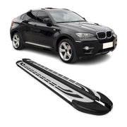 2008-2014 BMW X6 E71 Running Boards Side Steps Silver & Black