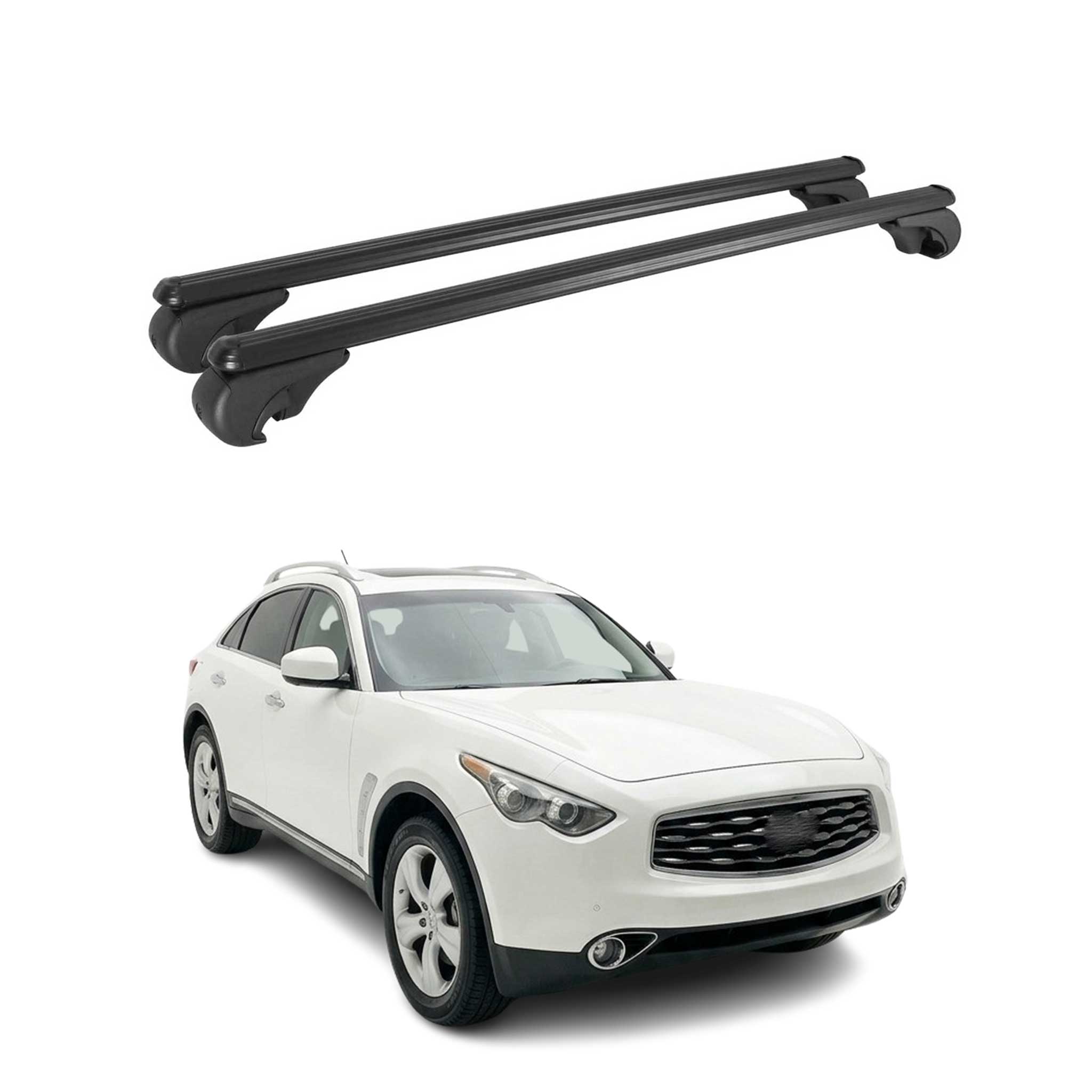 Lockable Roof Rack Cross Bars Carrier for Infiniti FX35 FX45 2003-2008 Black 2x
