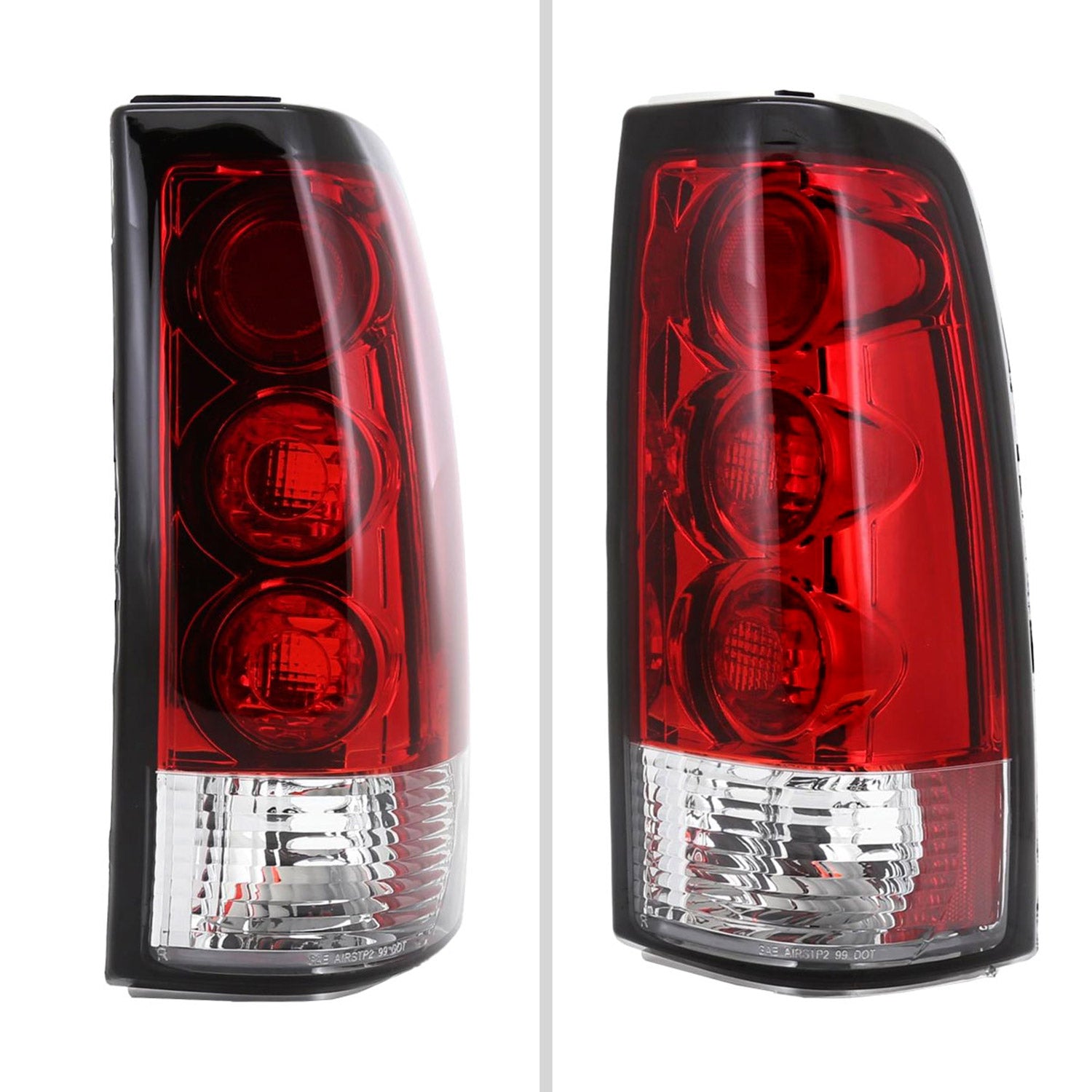 1999-2002 Chevy Silverado/ 1999-2006 GMC Sierra Tail Lights - APC Chrome/Red