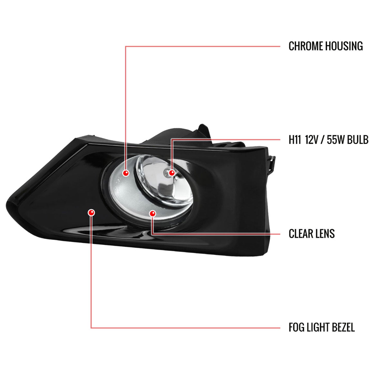 2019-2021 Nissan Altima H11 Fog Lights Kit Chrome Housing/Clear Lens