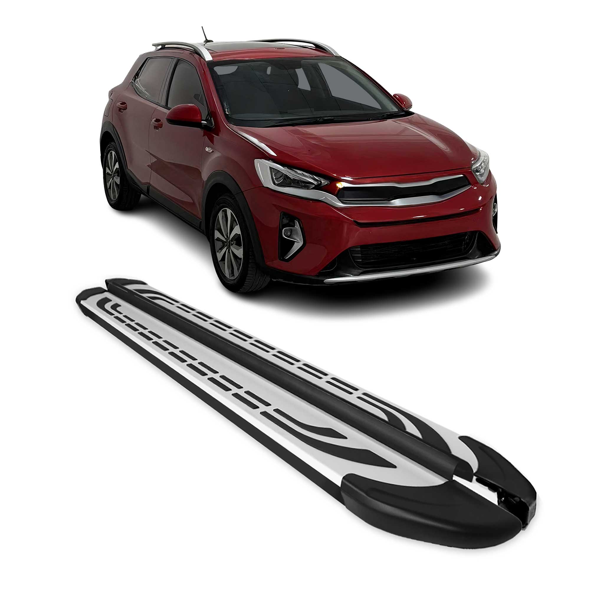 2020-2025 Kia Telluride Nerf Bar Side Step Running Silver Board Silver Black 2 Pcs