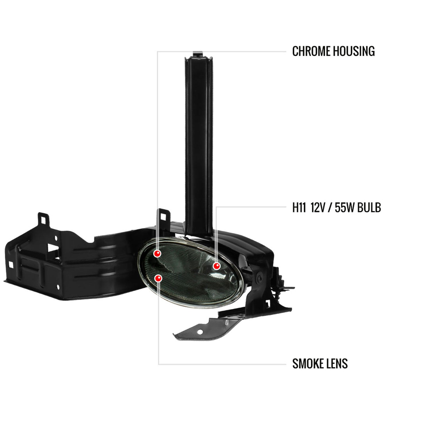 2008-2010 Honda Accord 2DR Coupe H11 Fog Lights Kit Chrome/Yellow Lens