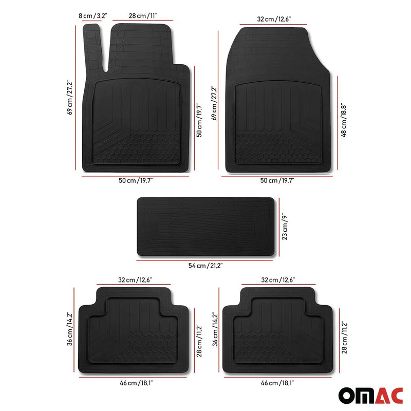 2018-2022 Ford EcoSport Semi-Custom fit Floor Mats Liner All Weather 3D Black Waterproof 5Pcs