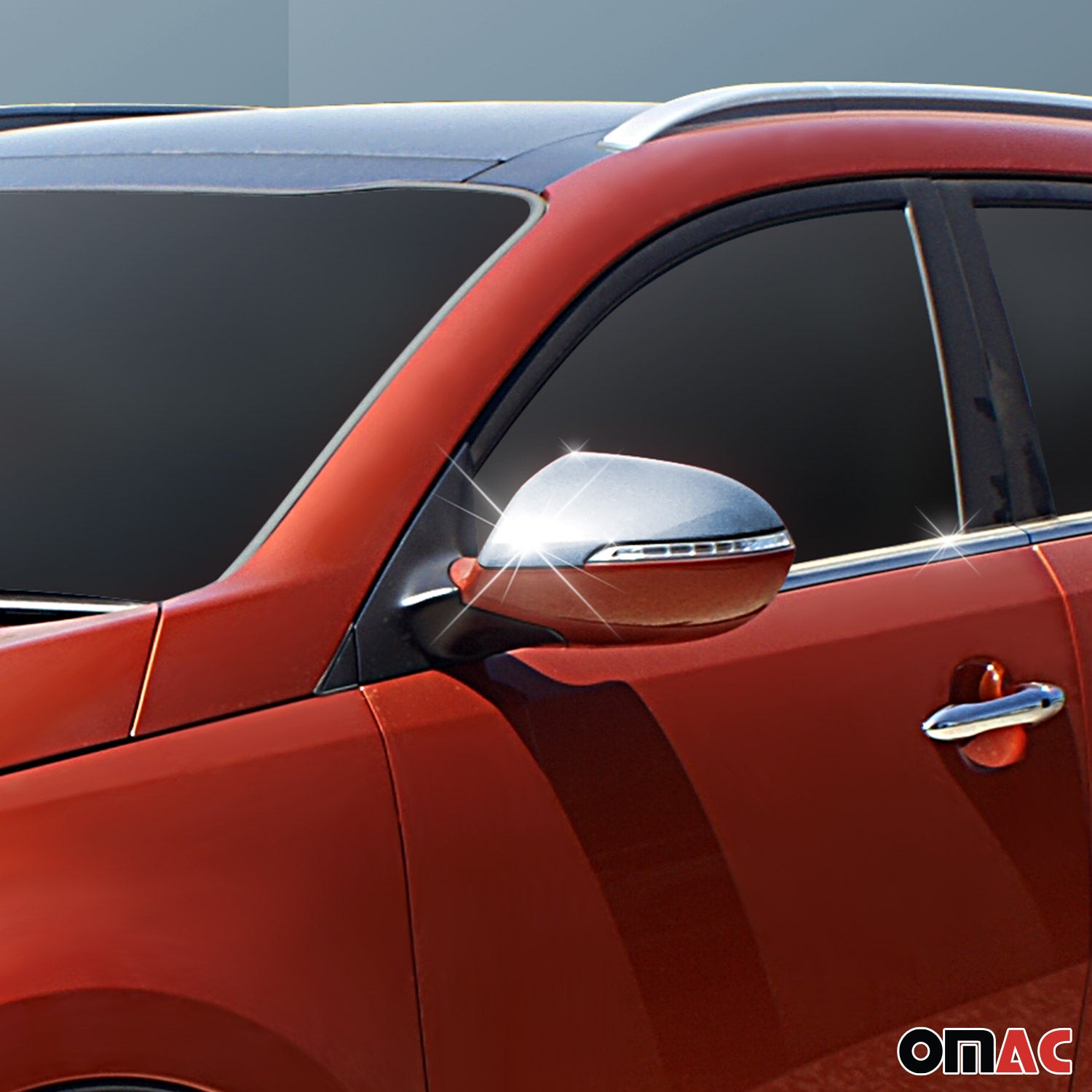 2011-2014 Kia Sportage Side Mirror Cover Caps Brushed Stainless Steel Silver 2 Pcs