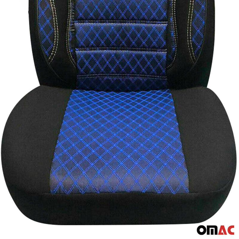 2+1 Set Front Car Pickup Van Seat Cover Protection Fabric Blue with Black