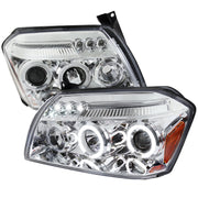 2005-2007 Dodge Magnum Dual Halo Projector Headlights Chrome/Clear Lens
