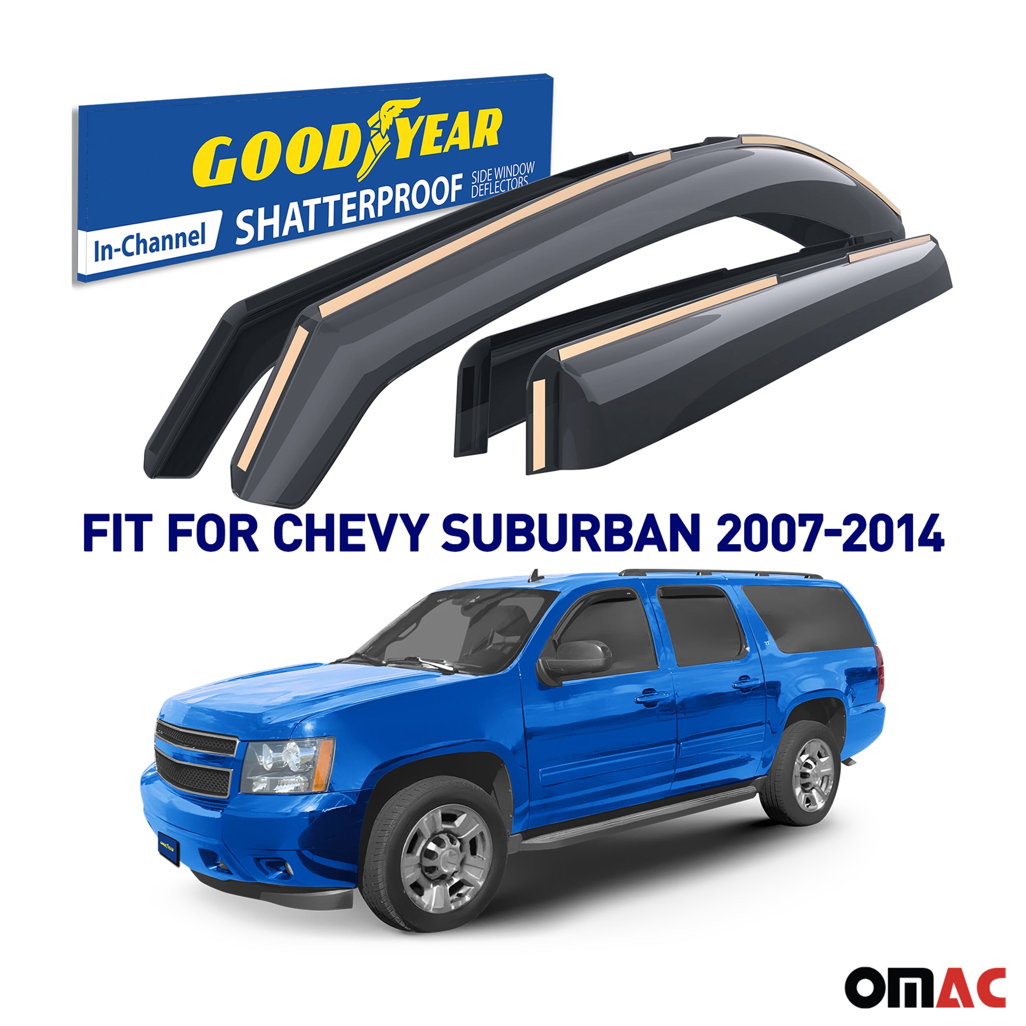 Goodyear Wind Deflectors for Chevrolet Suburban 1500 2500 2007-2013 4Pcs