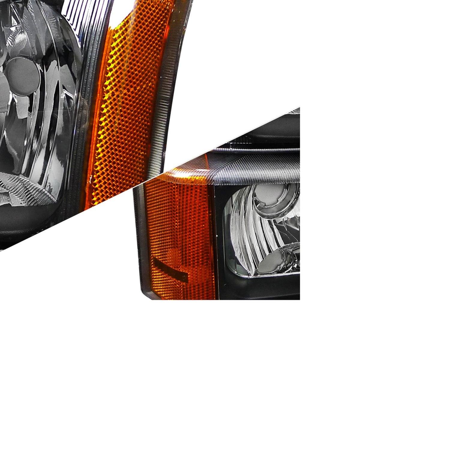 2002-2006 Chevy Avalanche/ Silverado Factory Headlights Bumper Lights Black