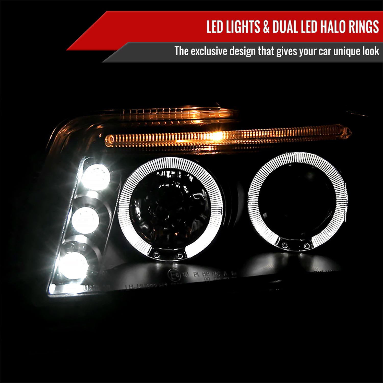 2001-2005 VW Passat Dual Halo Projector Headlights Matte Black/Clear Lens