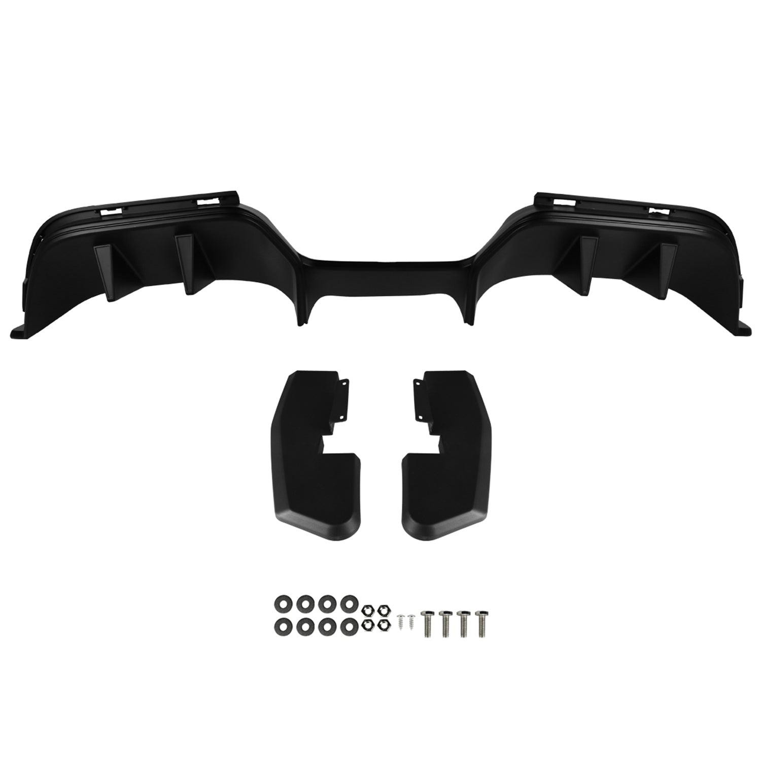 2015-2017 Ford Mustang Black R Style Rear Diffuser w/ Side Valance Panels