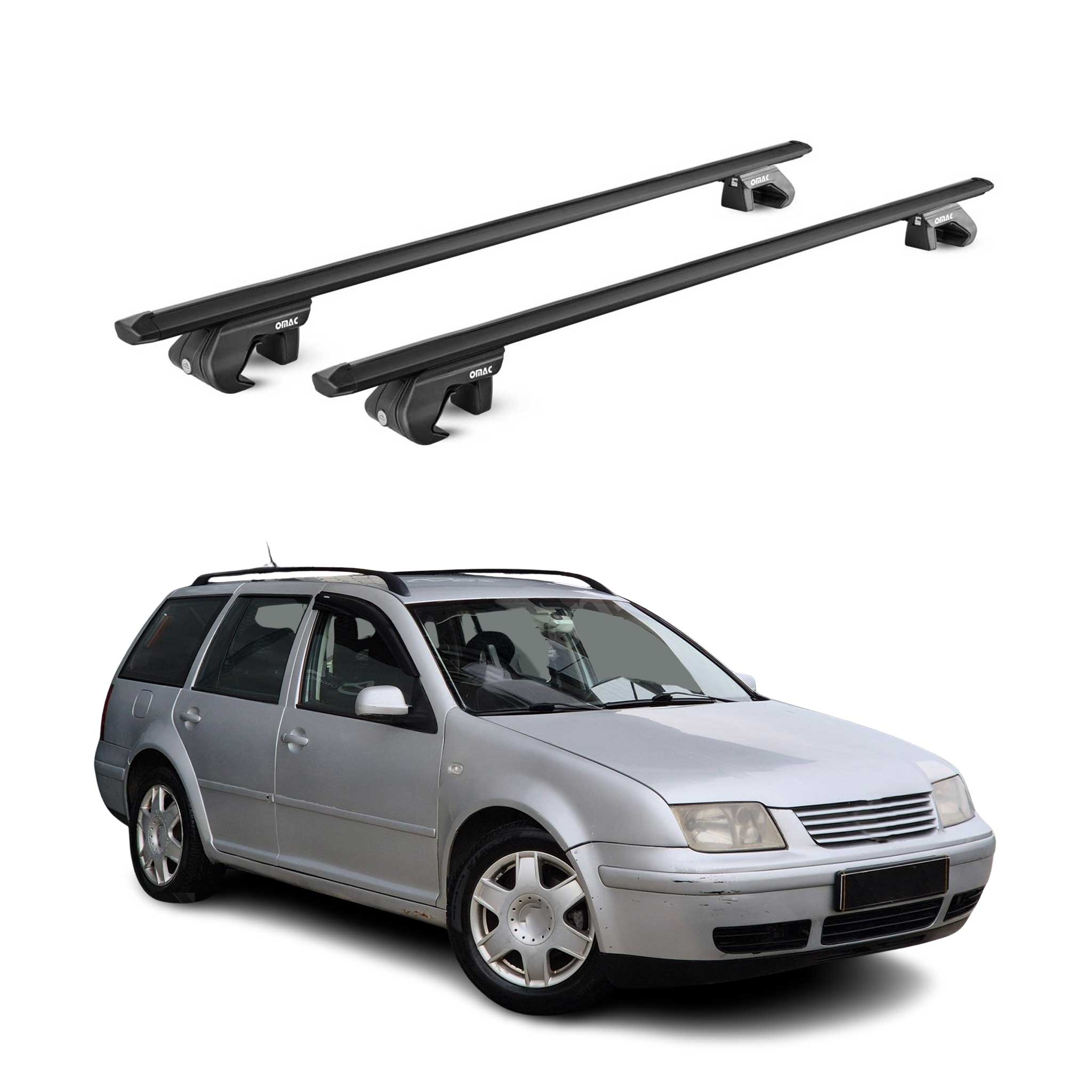 Roof Rack Cross Bars Luggage Carrier for VW Bora Estate 2000-2005 Alu Black 2x