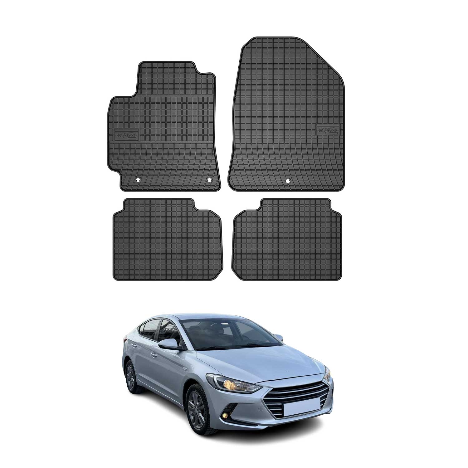 2017-2020 Hyundai Elantra Floor Mats Liners Full Set All Weather Rubber Black