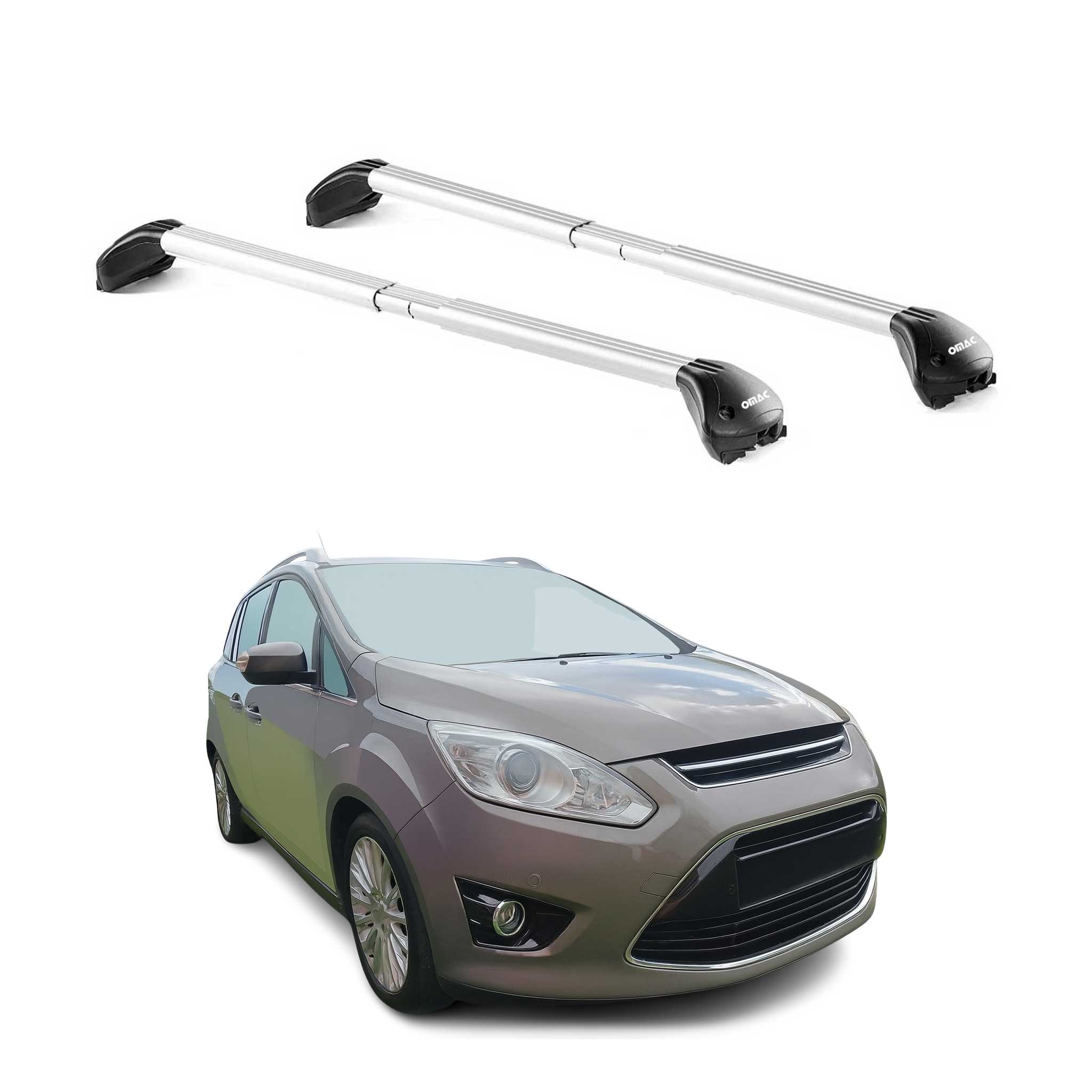 Roof Rack Cross Bars Luggage Carrier for Ford C-Max 2013-2018 Alu Silver 2Pcs