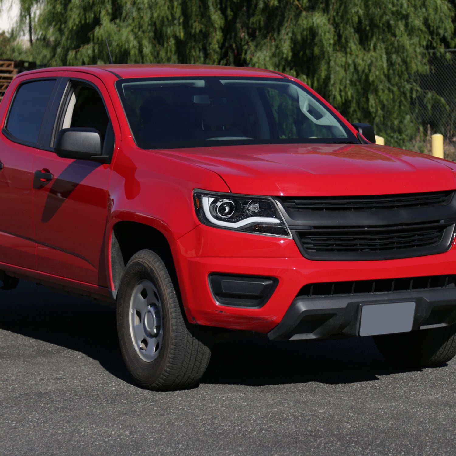 2015-2021 Chevy Colorado LED Bar Projector Headlights Glossy Black/Clear Lens