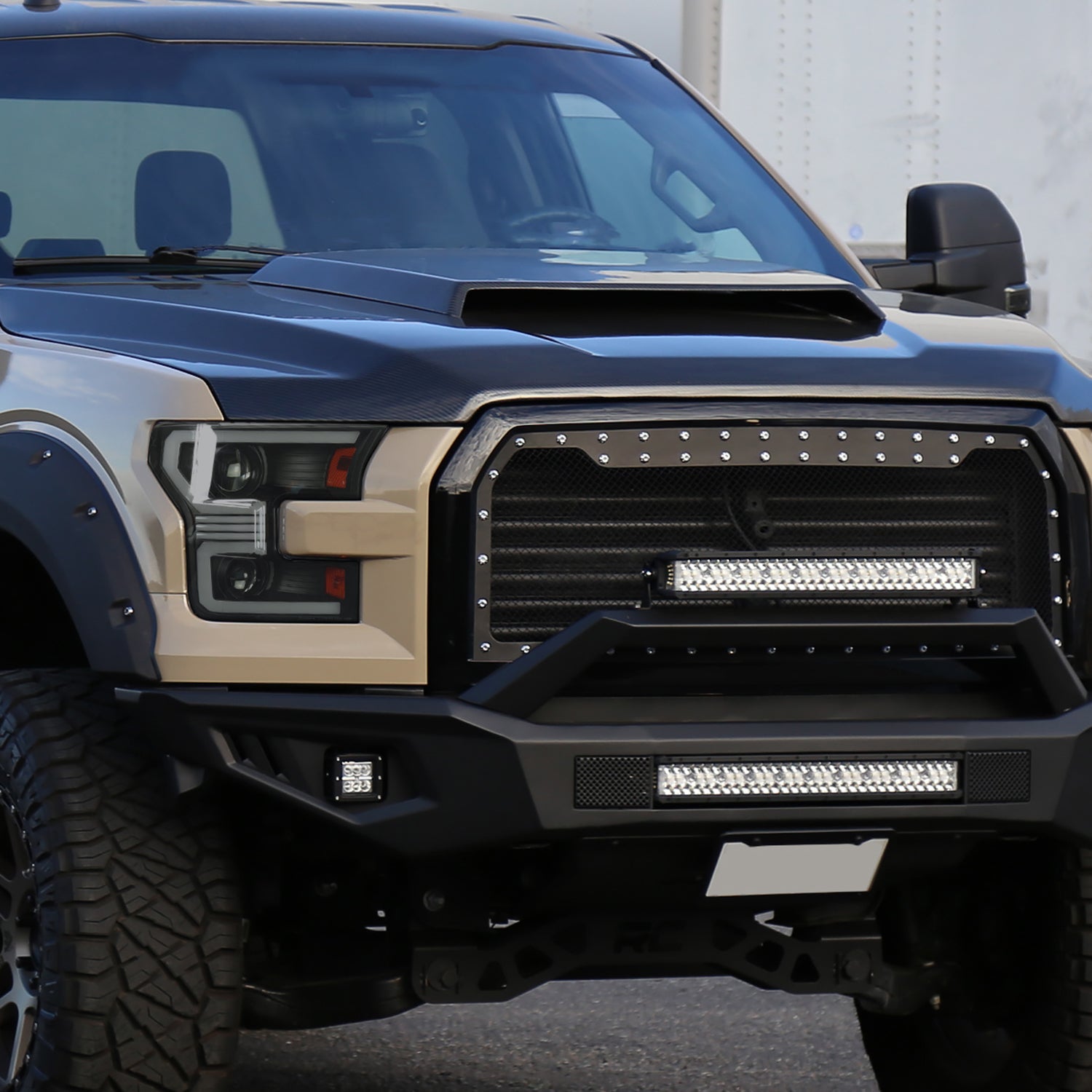 2015-2017 Ford F-150 LED Bar Projector Headlights Turn Signals Black / Smoked