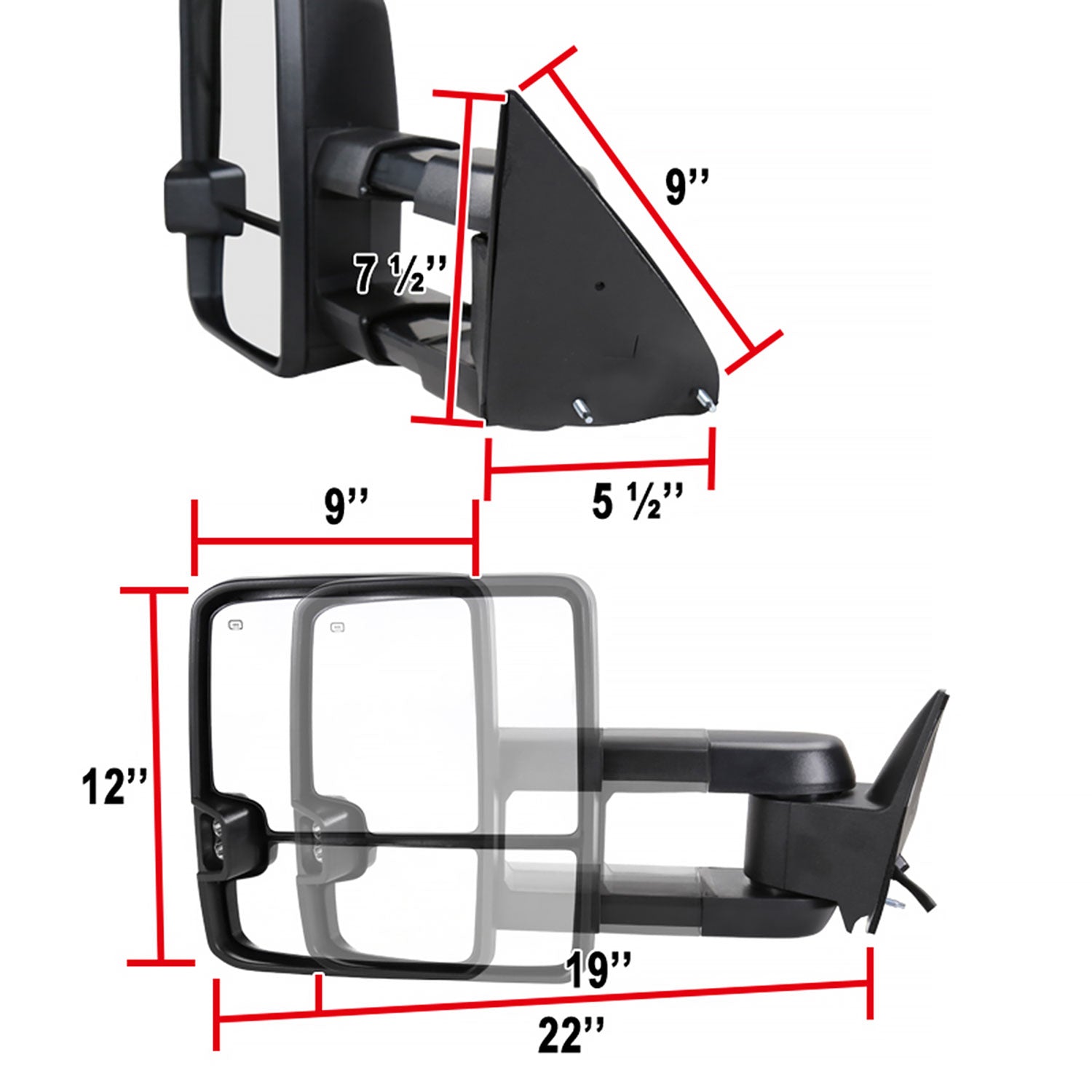 1988-2000 Chevy C/K Tahoe Yukon/Suburban Heated Towing Mirrors Smoke &Signal