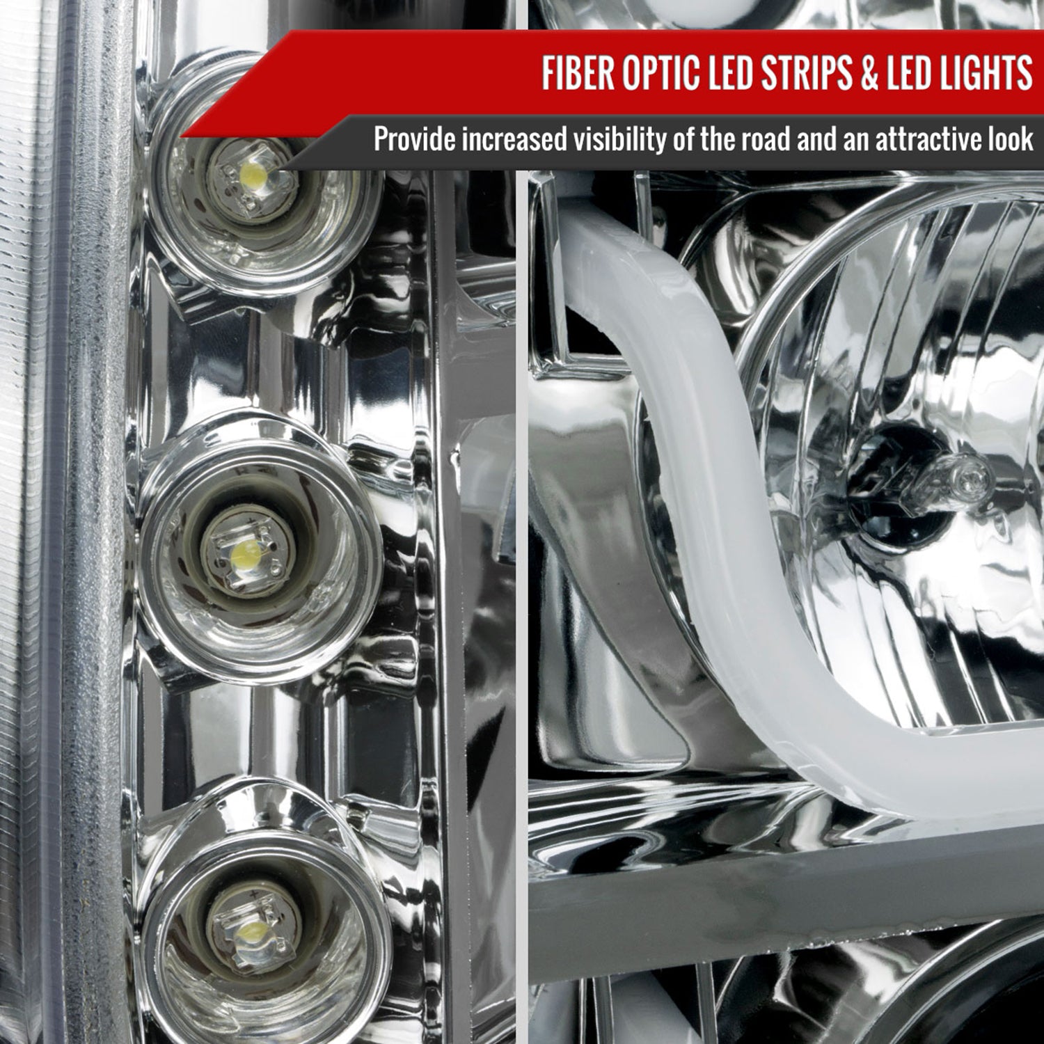 2007-2014 GMC Yukon/Yukon XL 1500/2500 LED U-Bar Projector Headlights Chrome