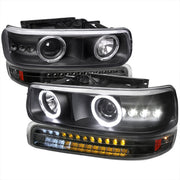 1999-2002 Chevy Silverado/ Tahoe/Suburban Dual Halo Headlights LED Black