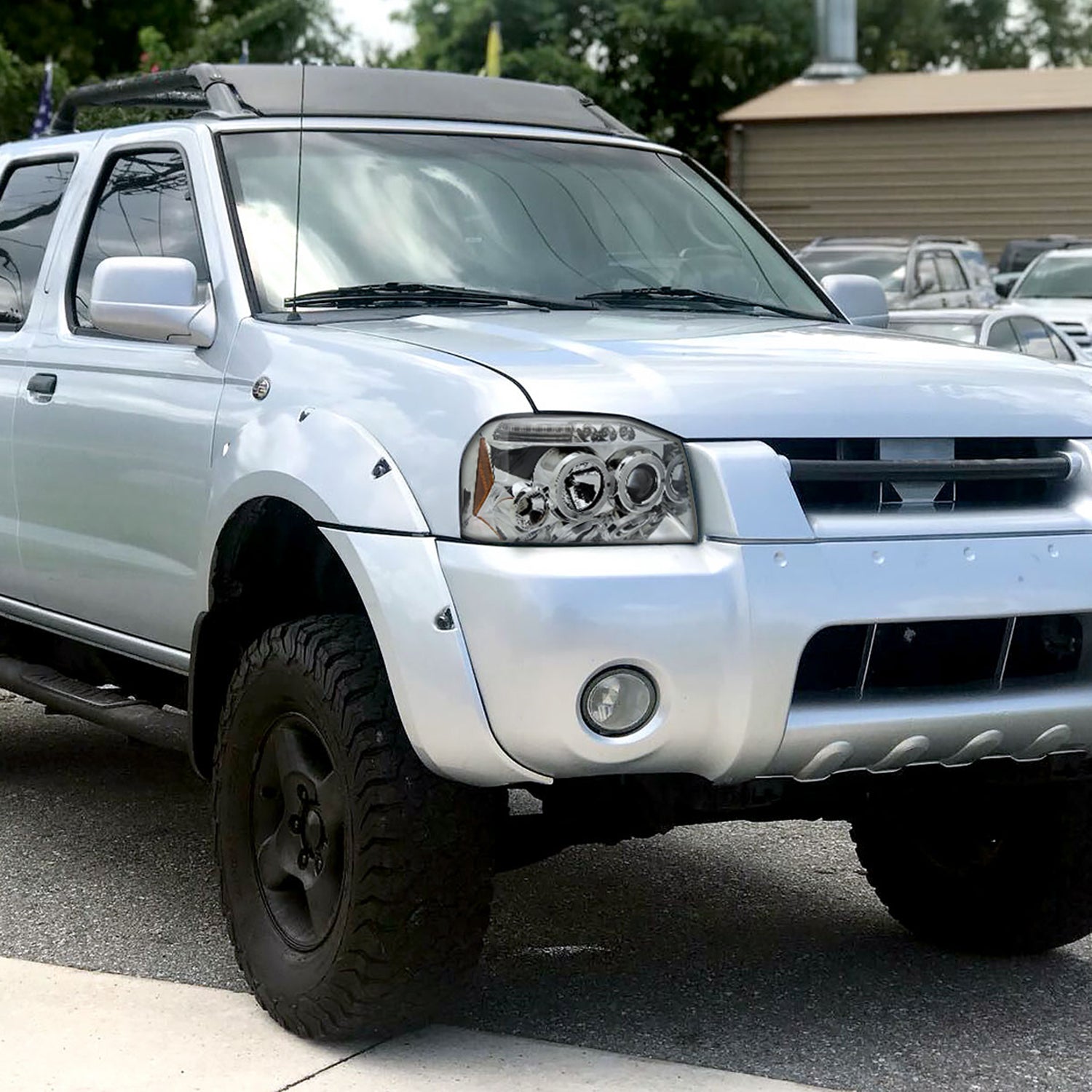 2001-2004 Nissan Frontier Dual Halo Projector Headlights Chrome/Clear Lens