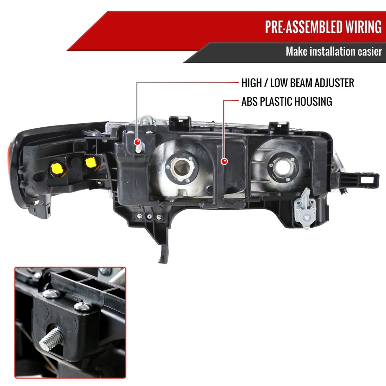 1994-1997 Honda Accord Factory Headlights & Amber Corner Lights Matt Black