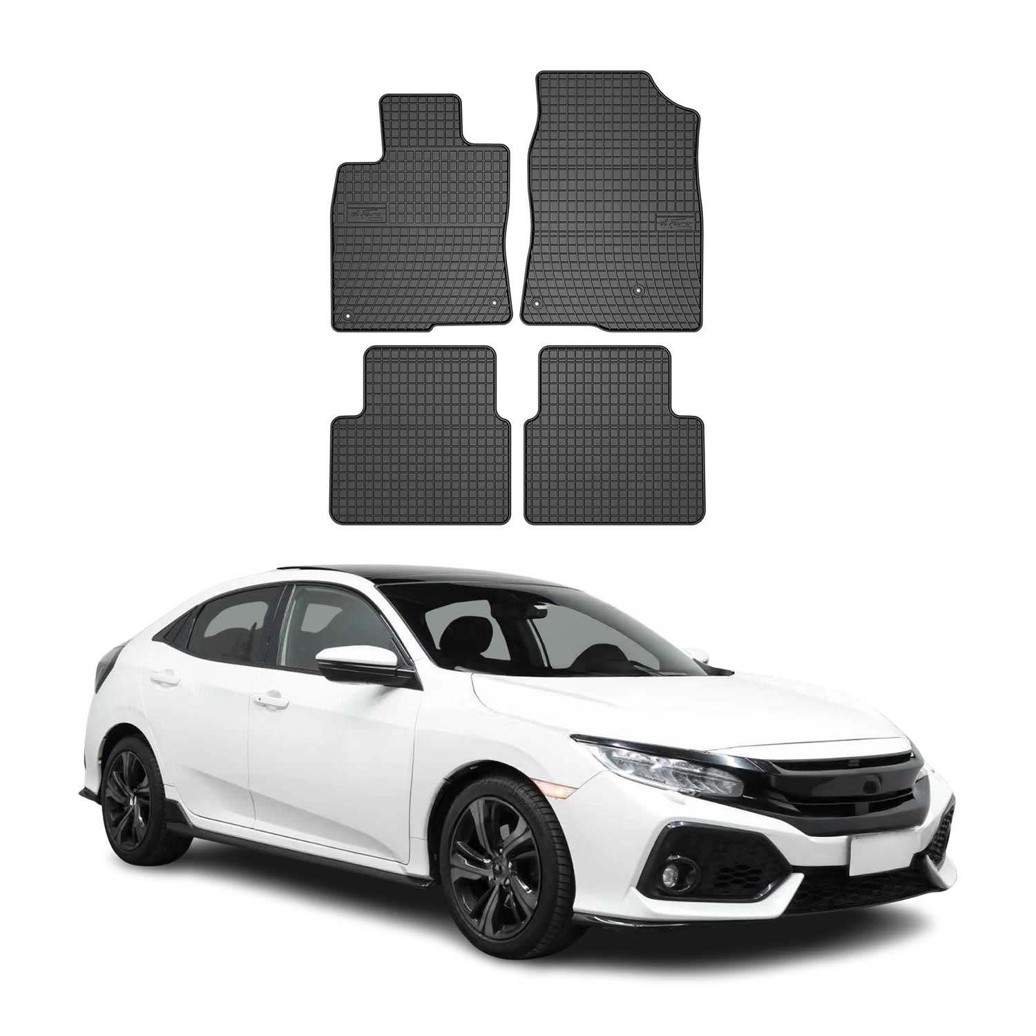 2019-2021 Honda Civic Hatchback Floor Mats Liners Full Set All Weather Rubber