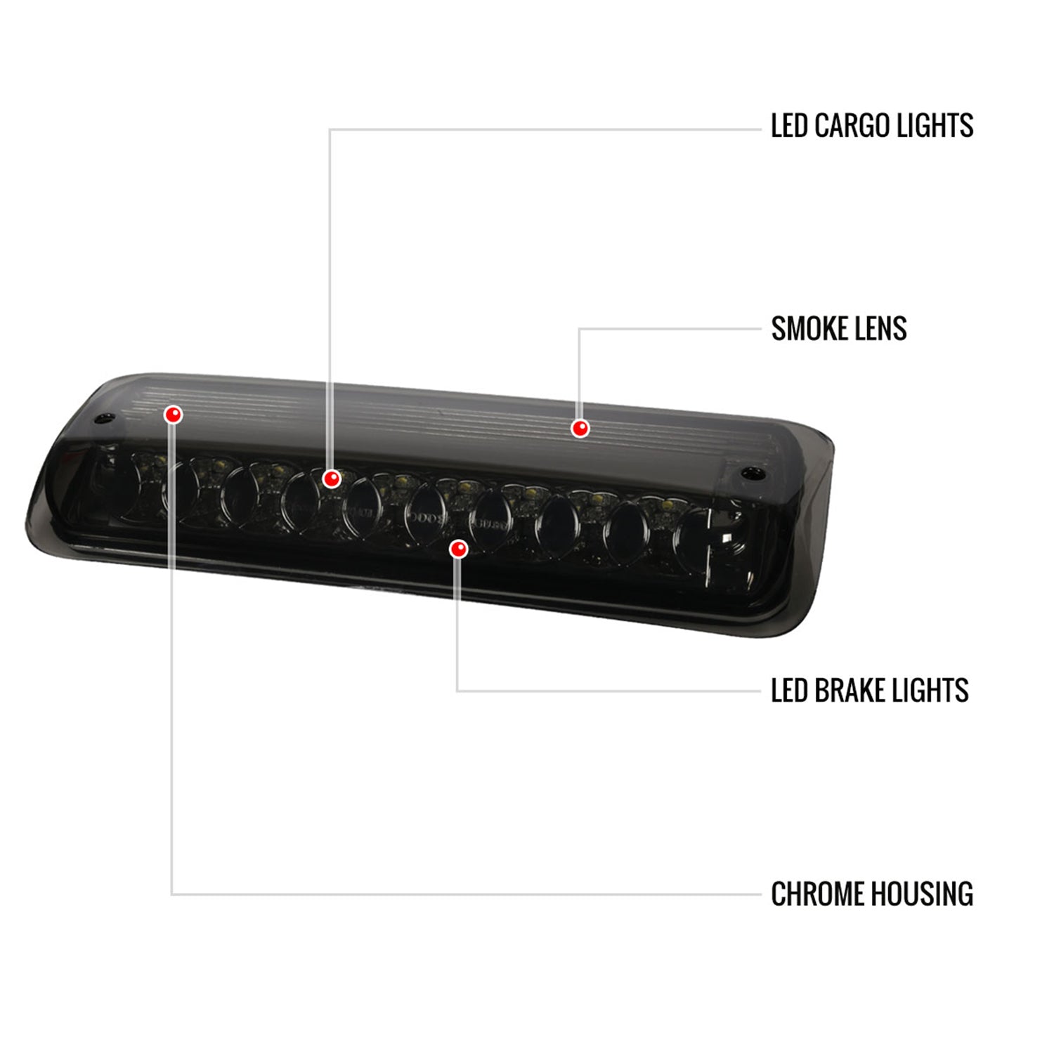 2004-2008 Ford F-150 LED 3rd Brake Light Chrome Housing/Smoke Lens