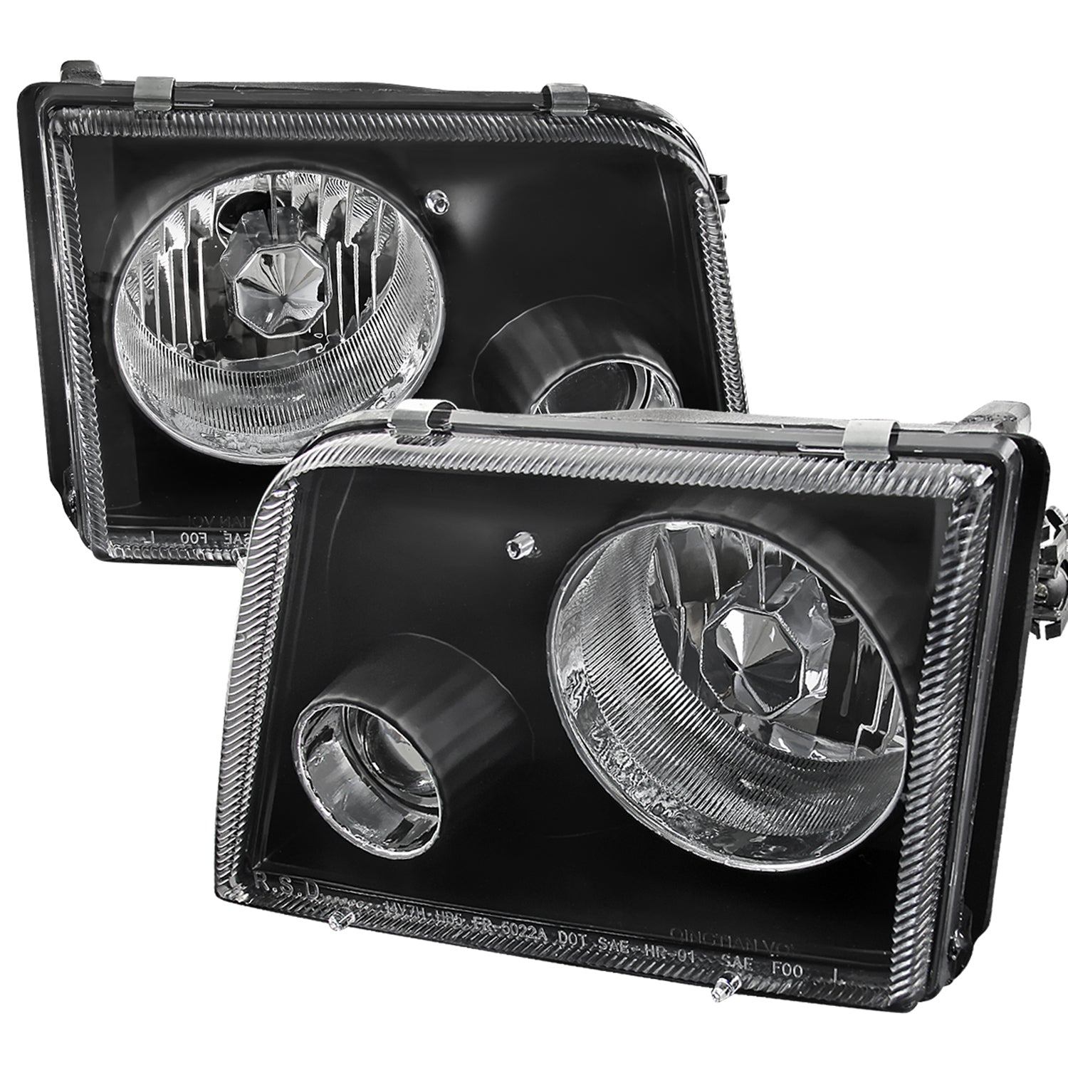 1993-1997 Ford Ranger Headlights Integrated H3 Projector Fog Light Black