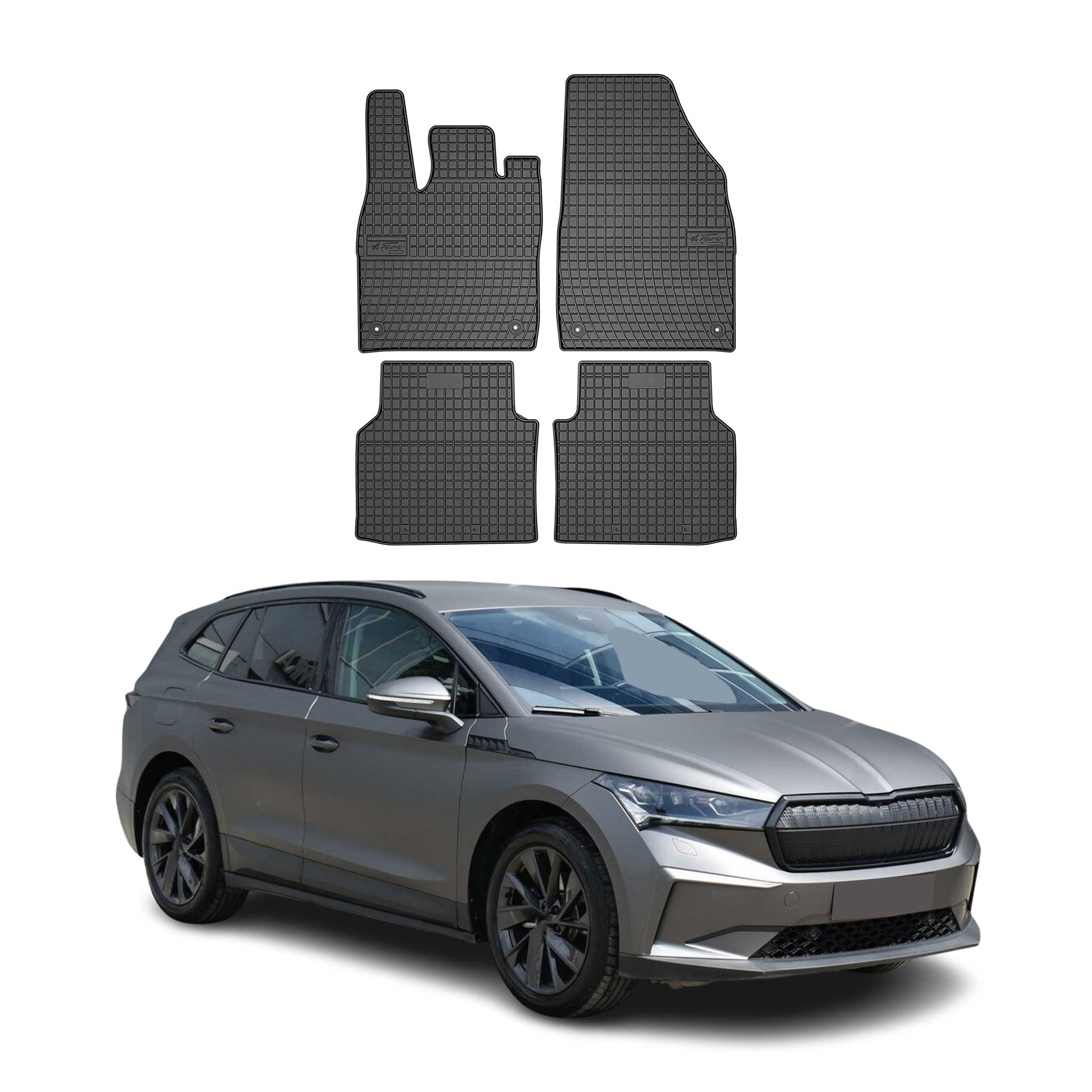 2021-2024 Skoda Enyaq Floor Mats Liners Full Set All Weather Rubber Black