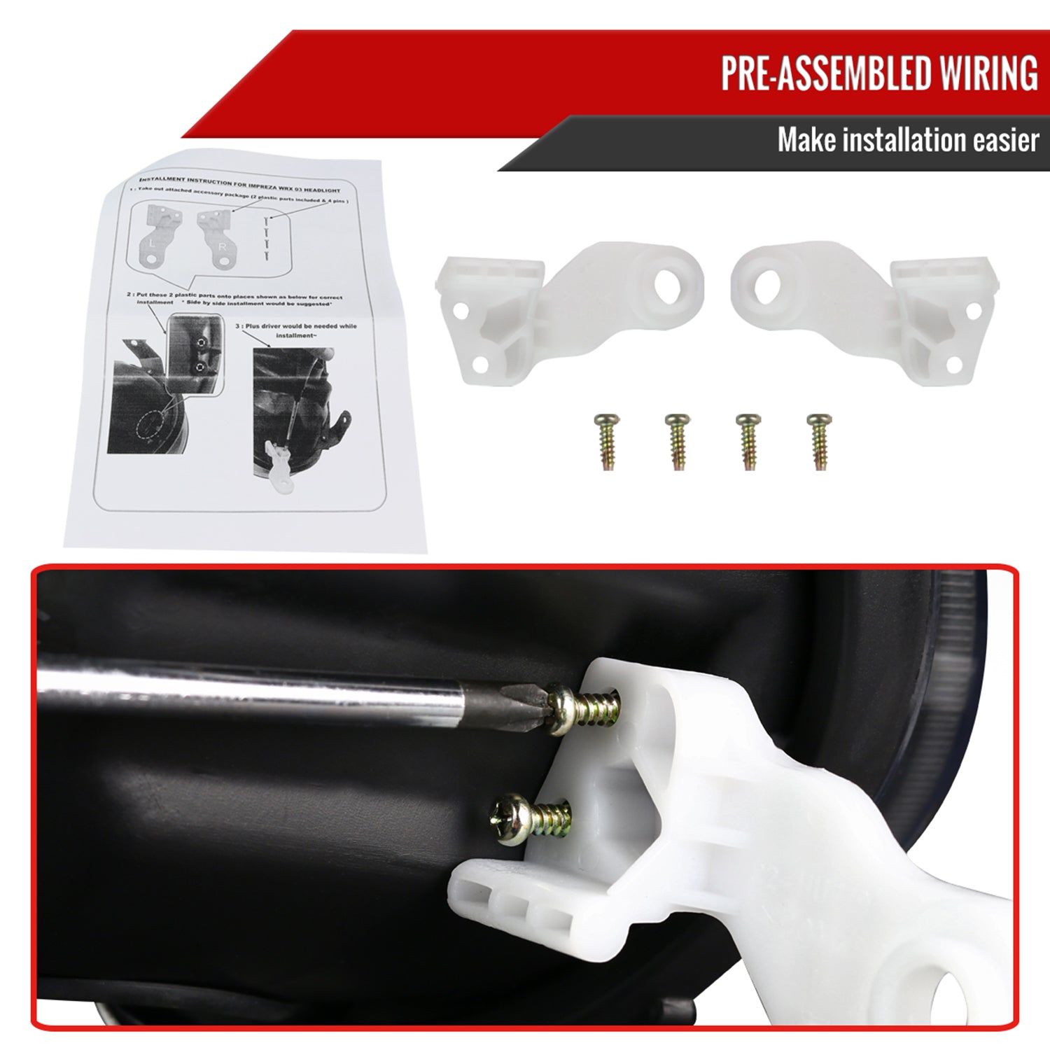 2004-2005 Subaru Impreza WRX/STI Outback Headlights LED Light Bar Chrome