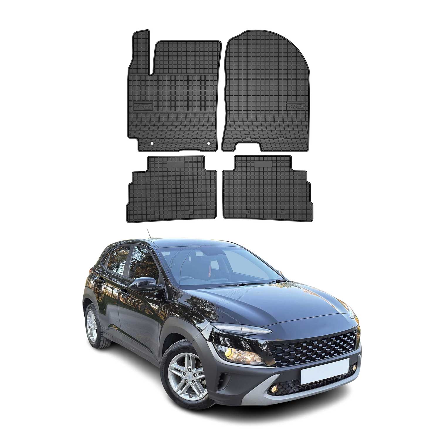 2018-2023 Hyundai Kona Floor Mats Liners Full Set All Weather Rubber Black